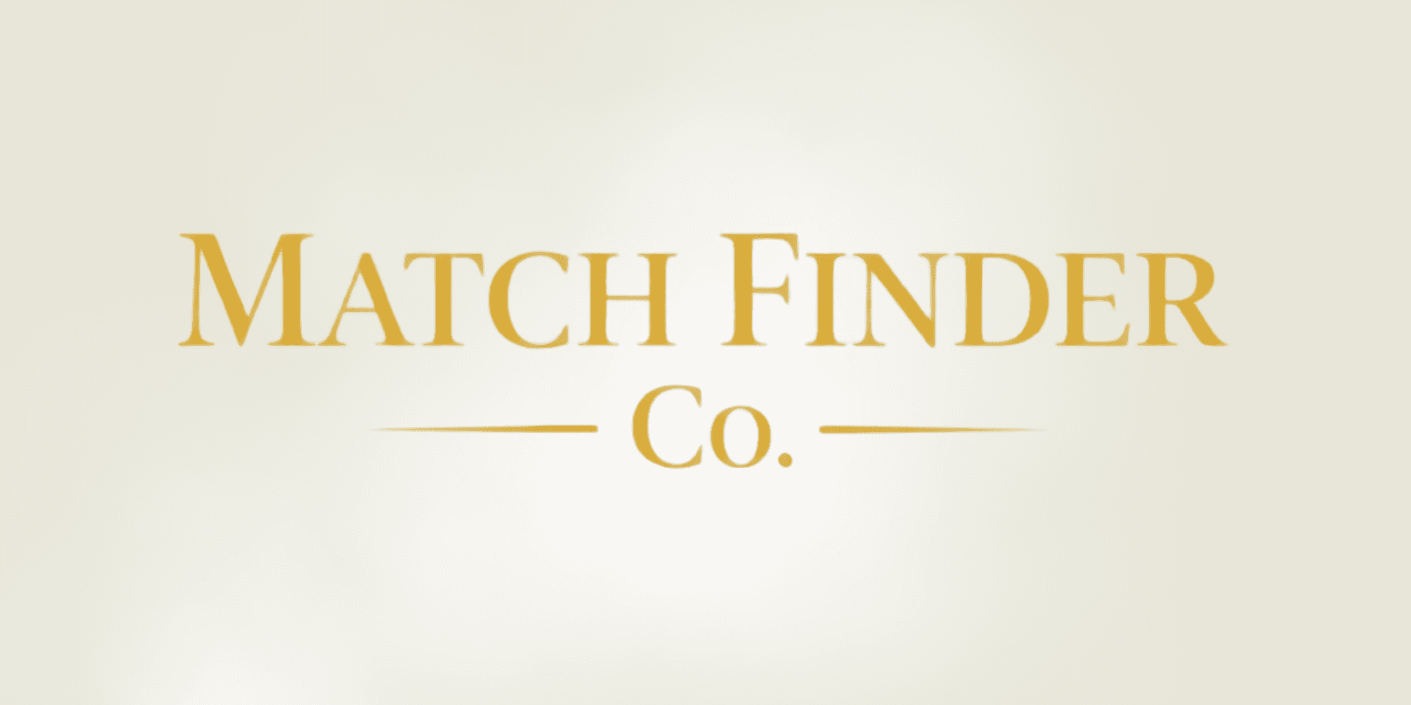 Match Finder Co. logo in gold lettering on a light background.