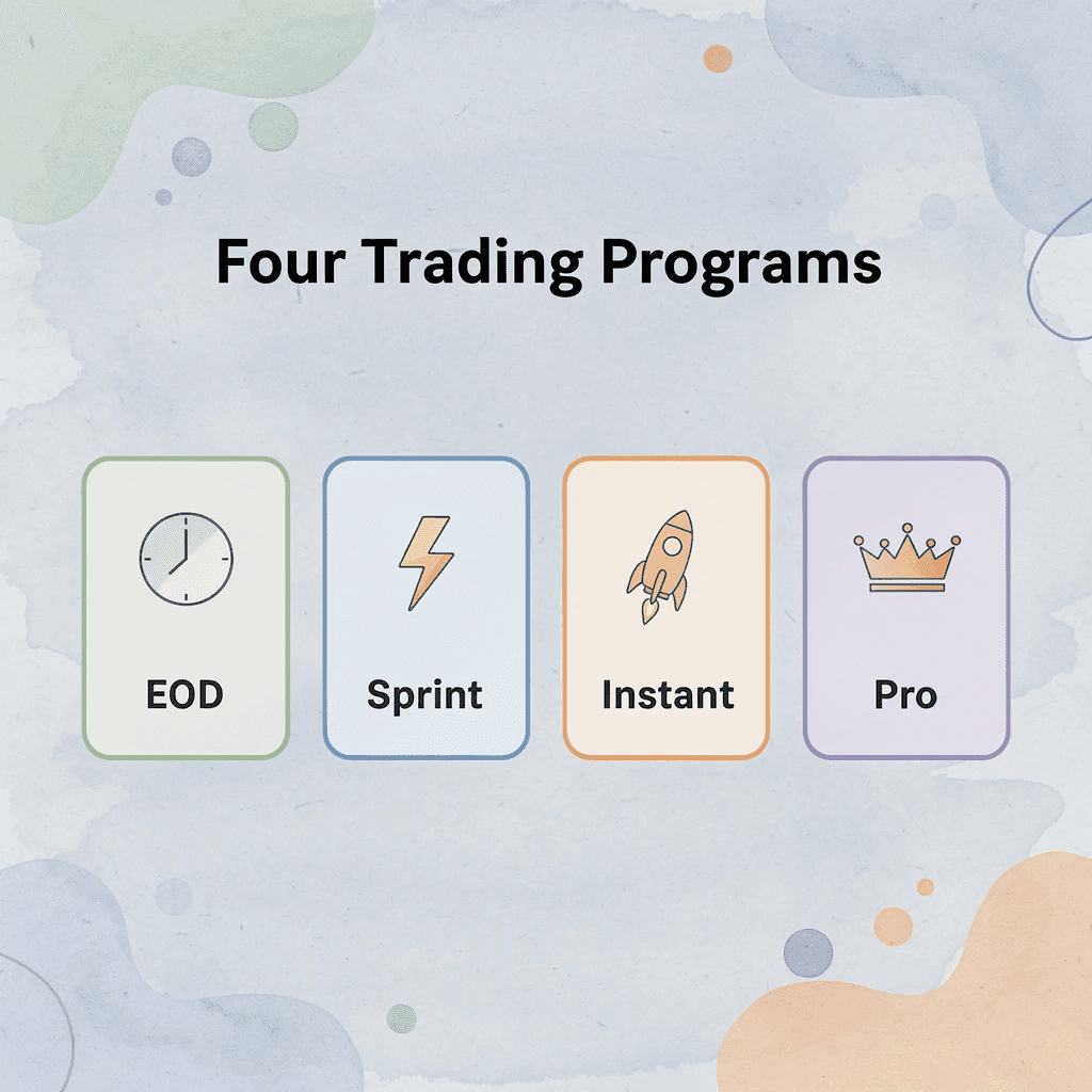 Four trading program types with icons