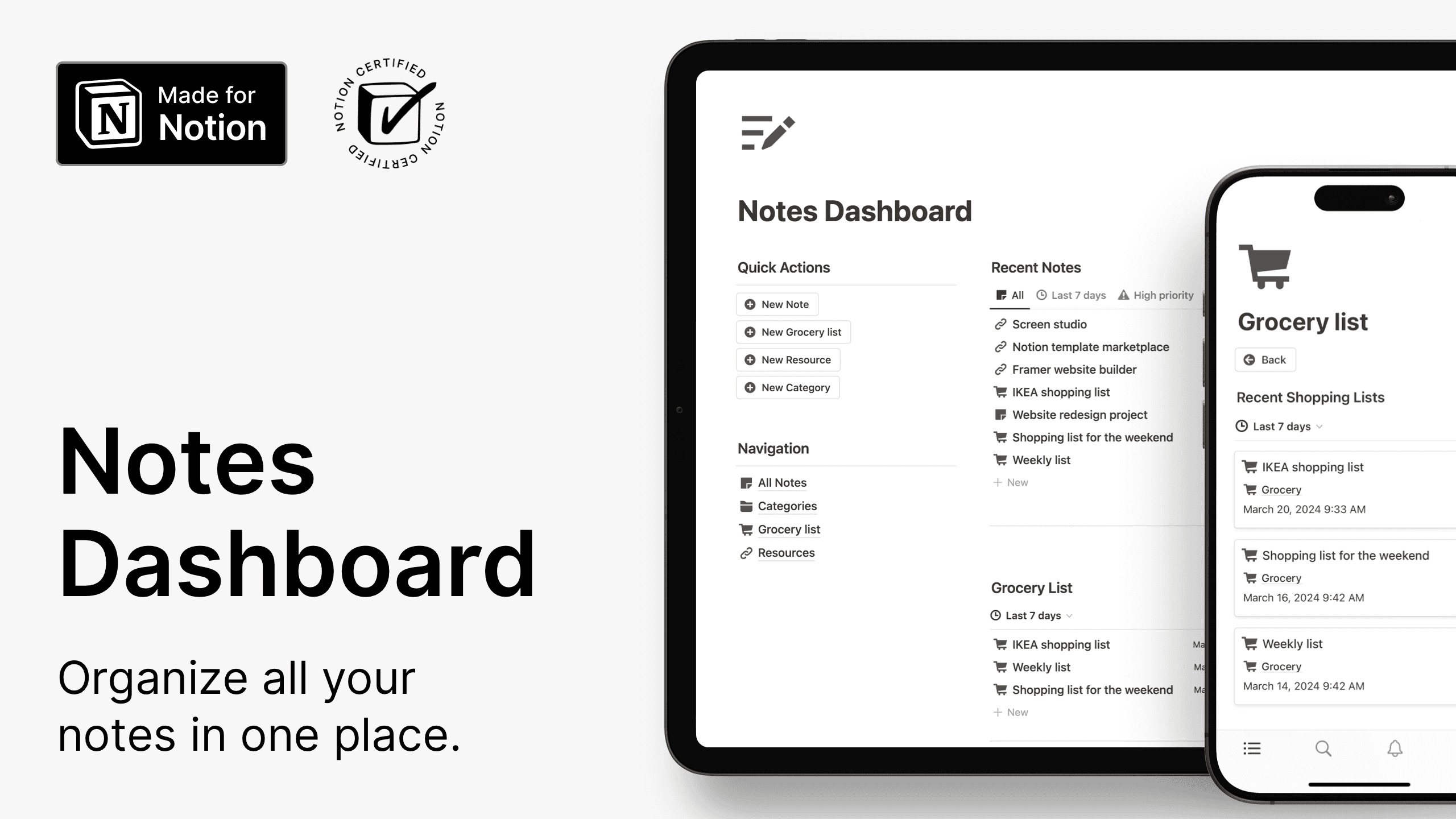 Notion Notes Dashboard