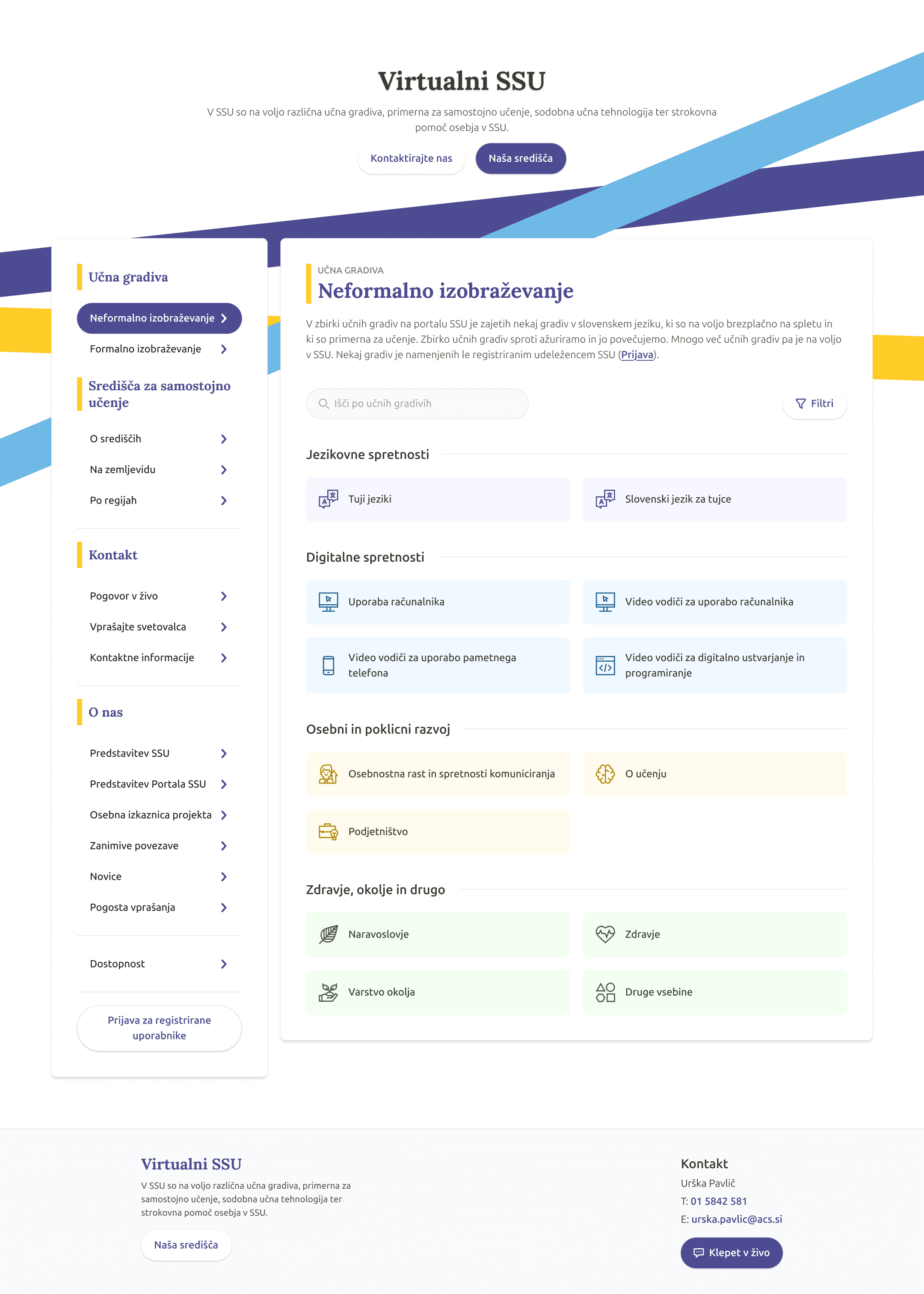 Virtualni SSU user dashboard