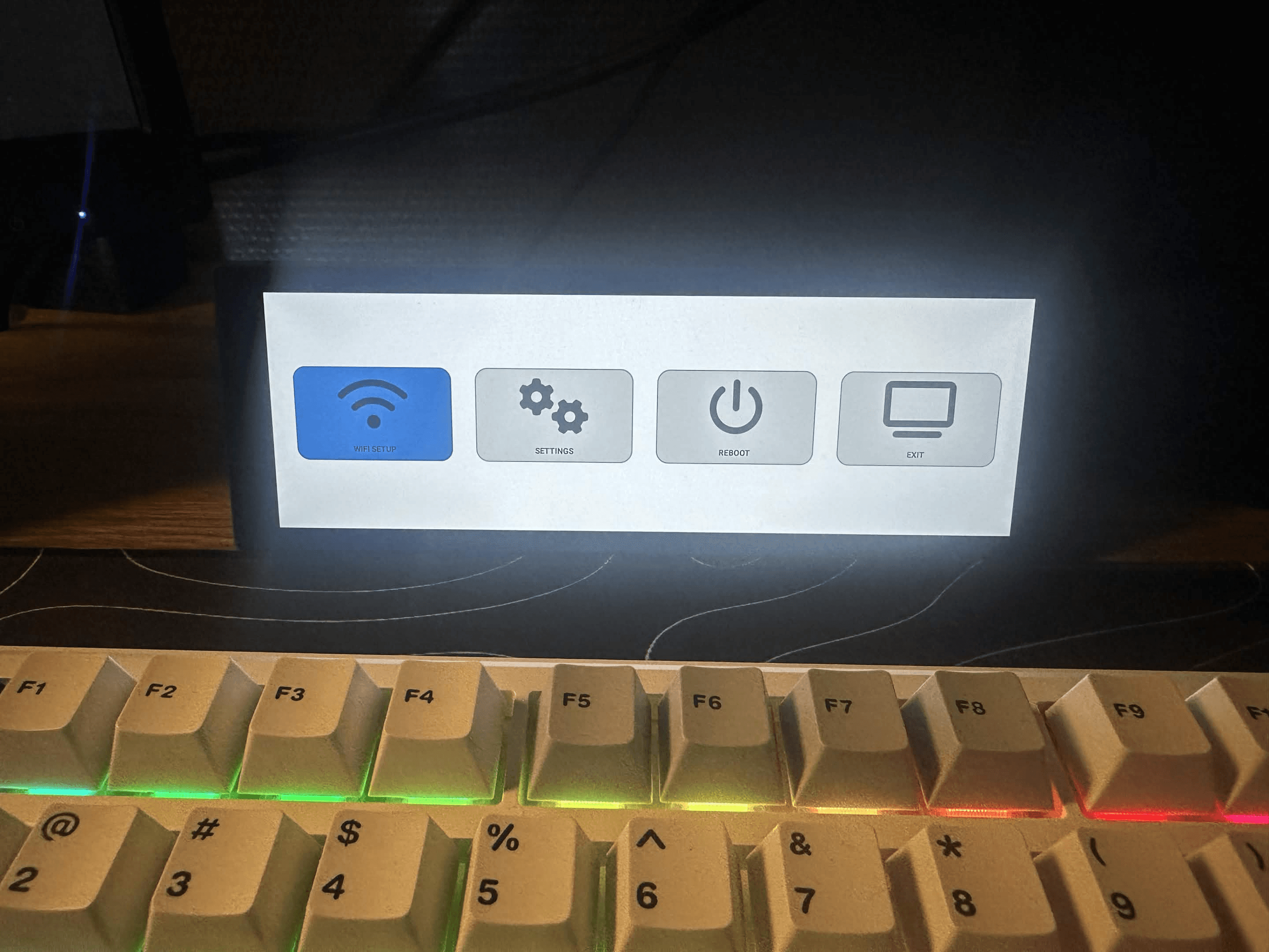 GOverlay Plus menu showing Wi-Fi Setup, Settings, Reboot and Exit.
