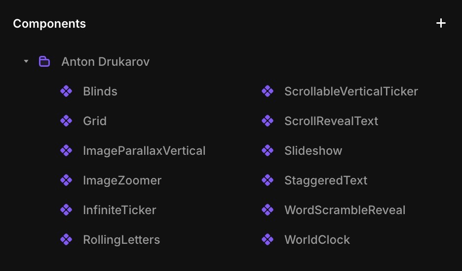 Screenshot of Anton Drukarov components