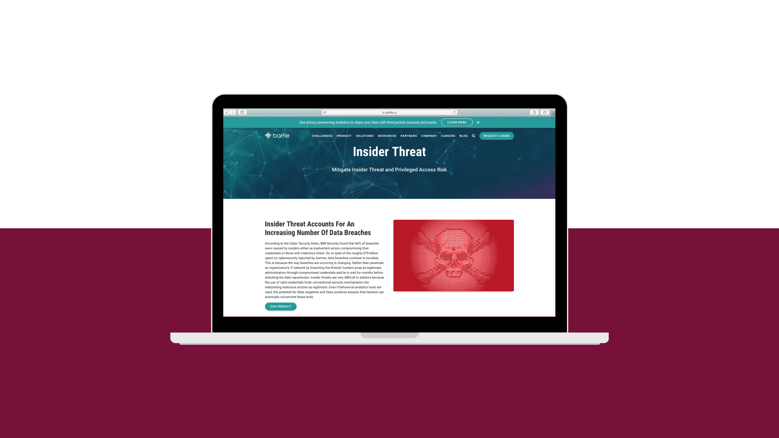 Baffle's Insider Threat web page