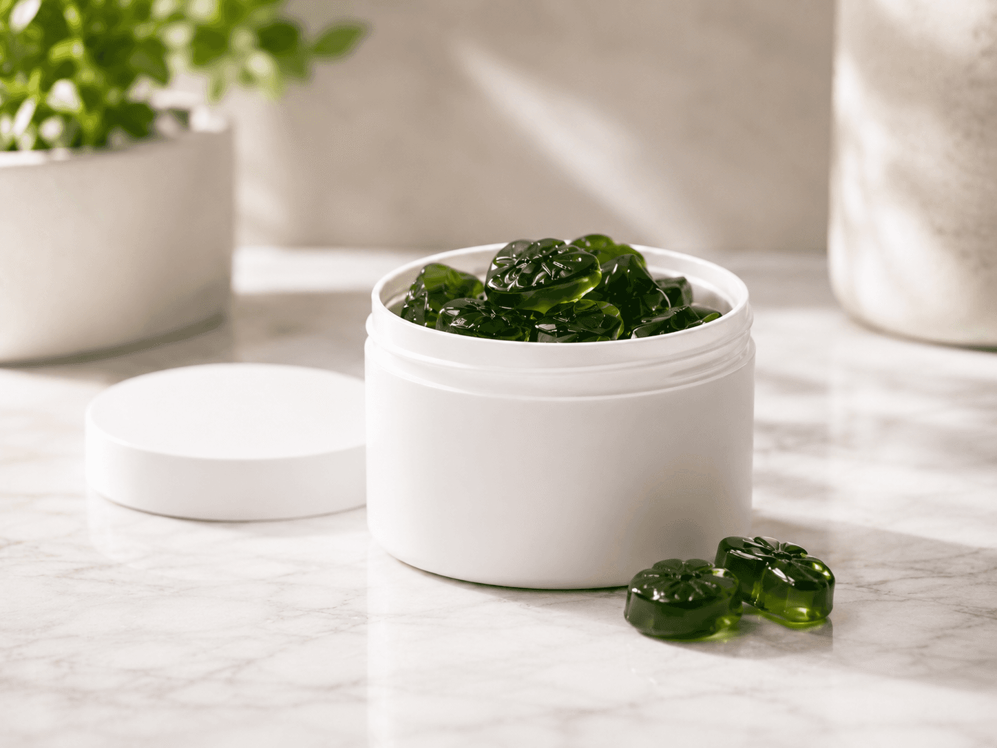 Image of a jar of OkiOne Euglena gummies