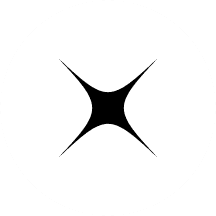 White circle logo with white star-like design in the center. Modern and abstract design for brand identity.