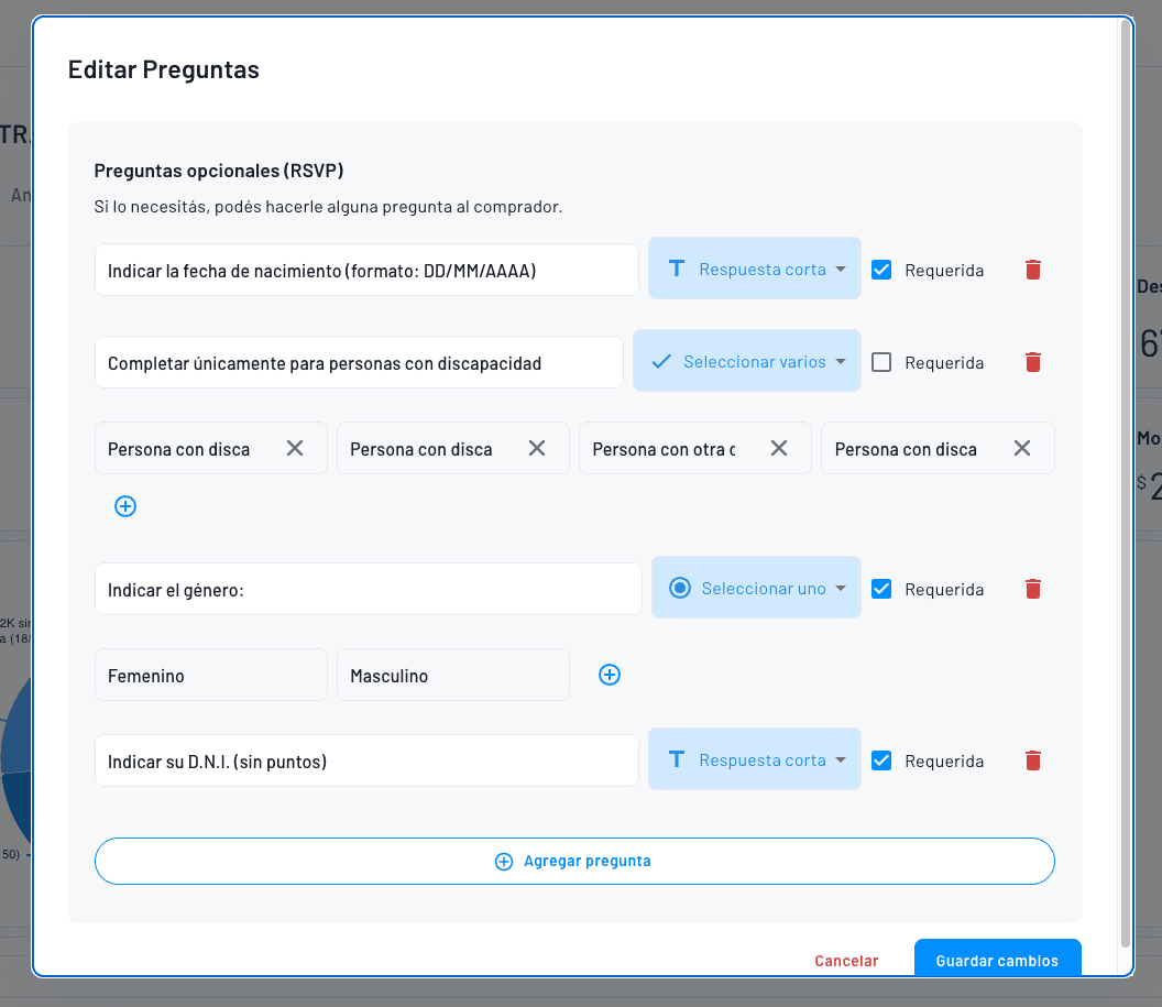 formulario de RSVP estilo Google Forms