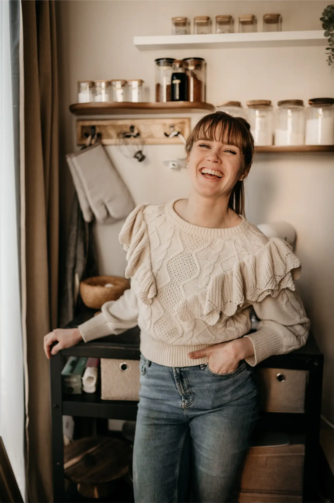 person standing and making dough