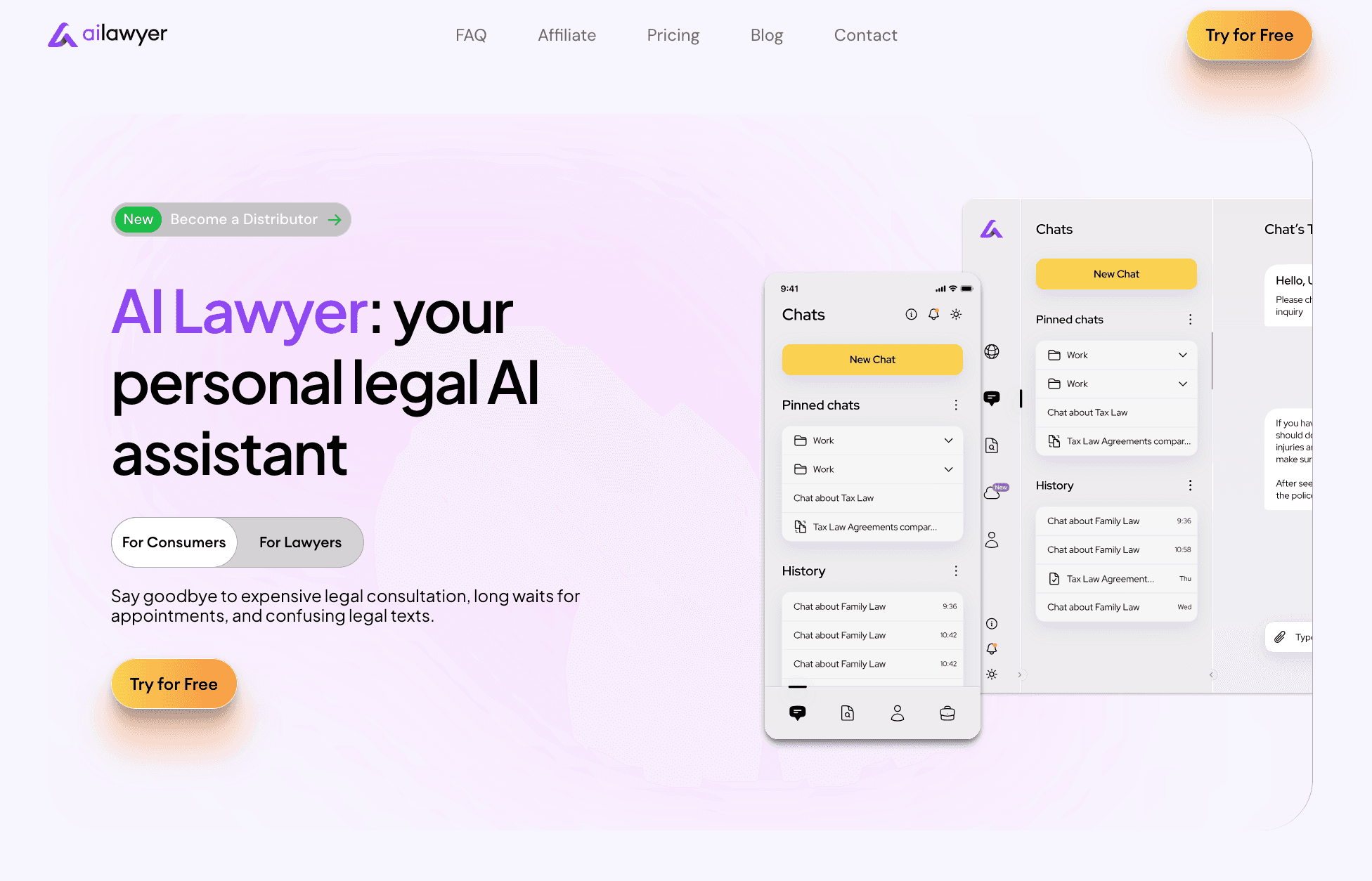 Main page of AI Lawyer