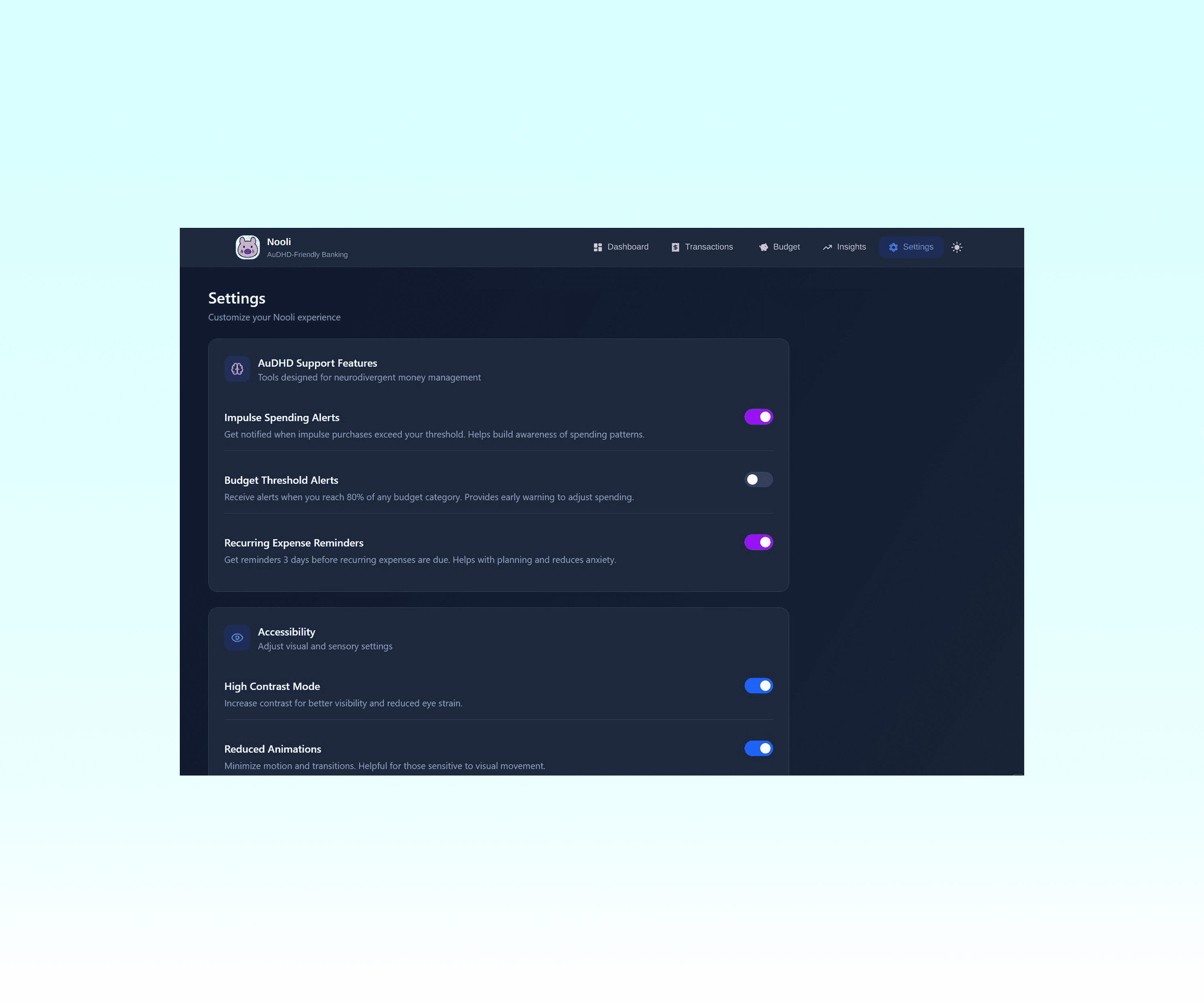 Settings Menu