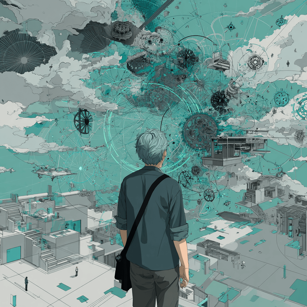 a person stare at the abstract world