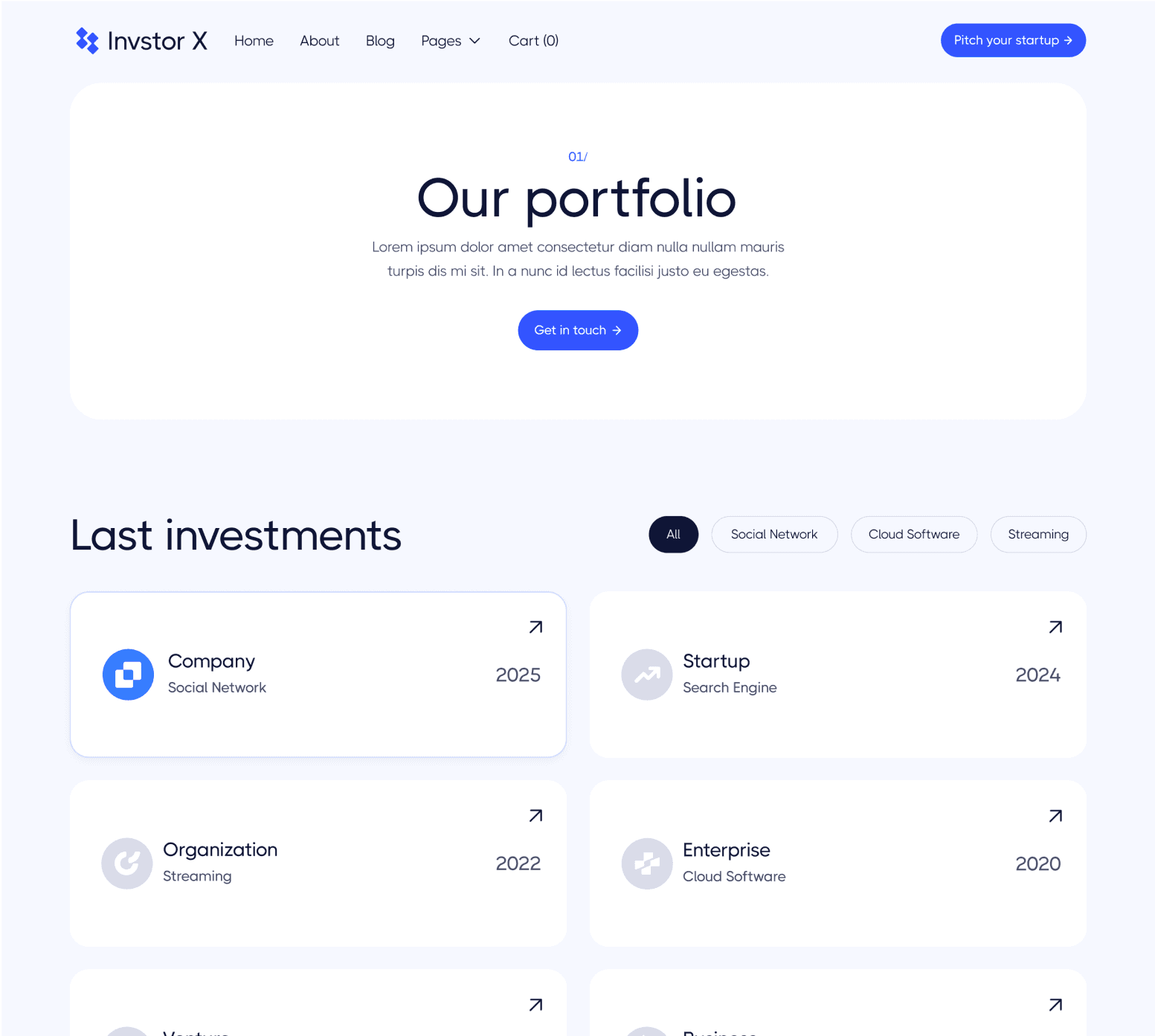 Invstor X - Portfolio V3 Page - Investment Firm Framer Template