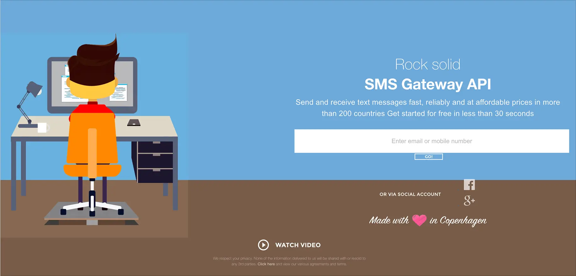 Visning af GatewayAPI's gamle hjemmeside