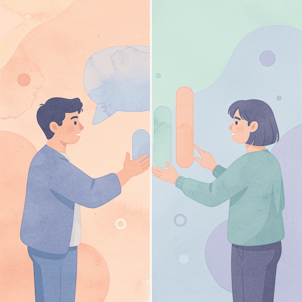 Split scene showing contrast between engaging and ignored t-shirt designs