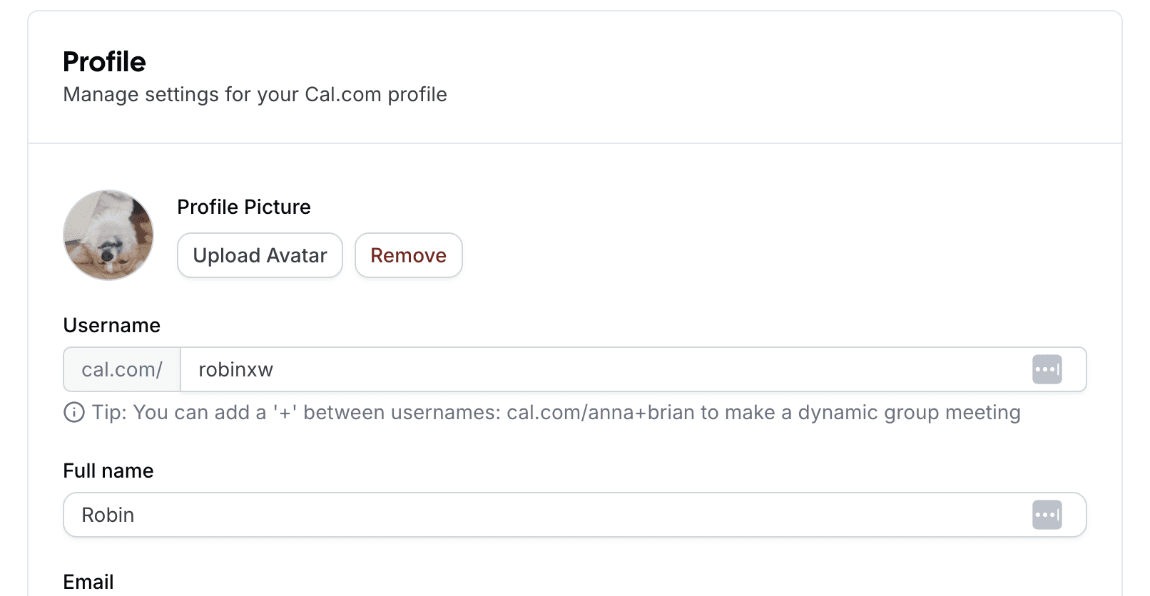 Cal.com profile