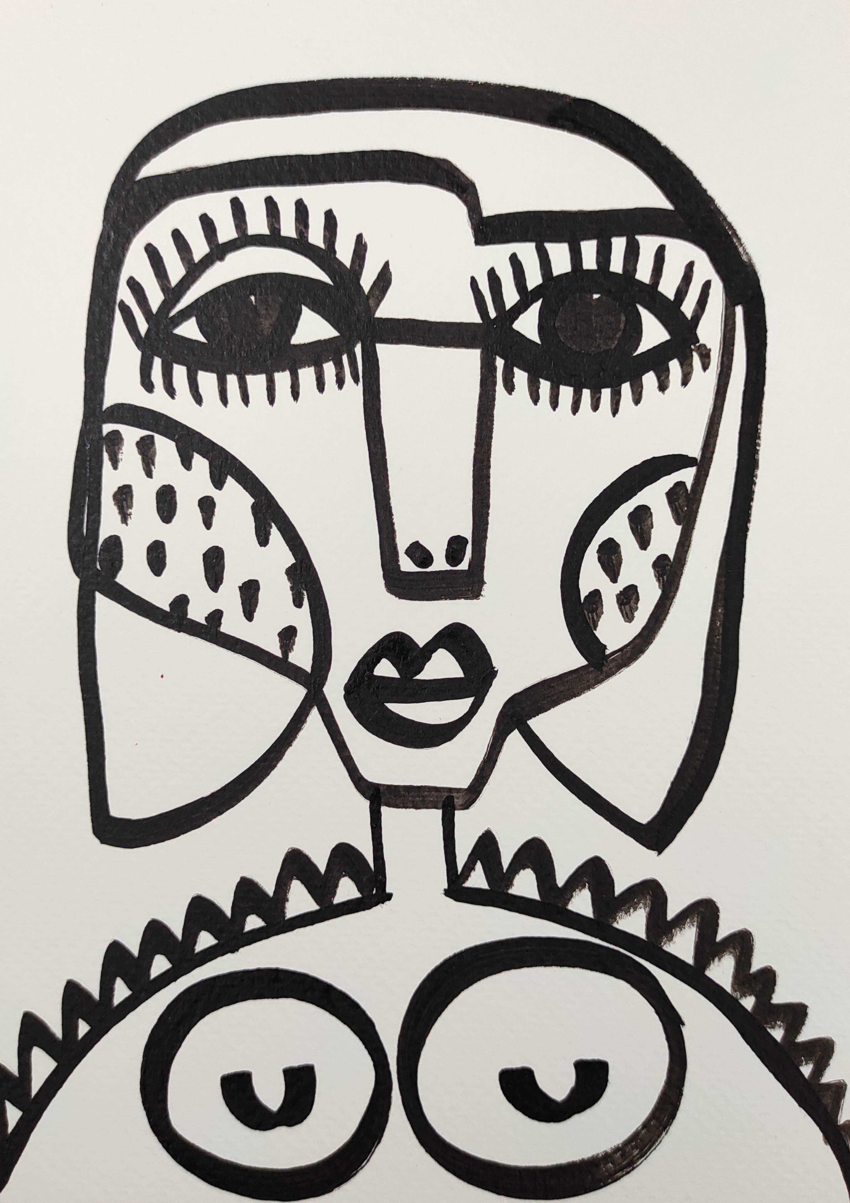 herd of sheep on road painting