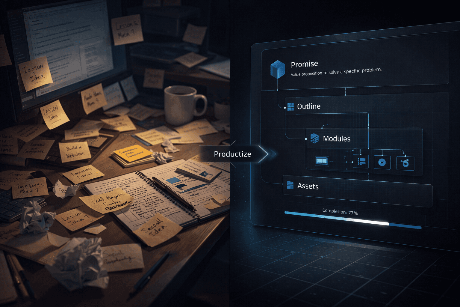 The image features a young woman and man sitting at a table, presumably engaged in a serious discussion or a collaborative task.