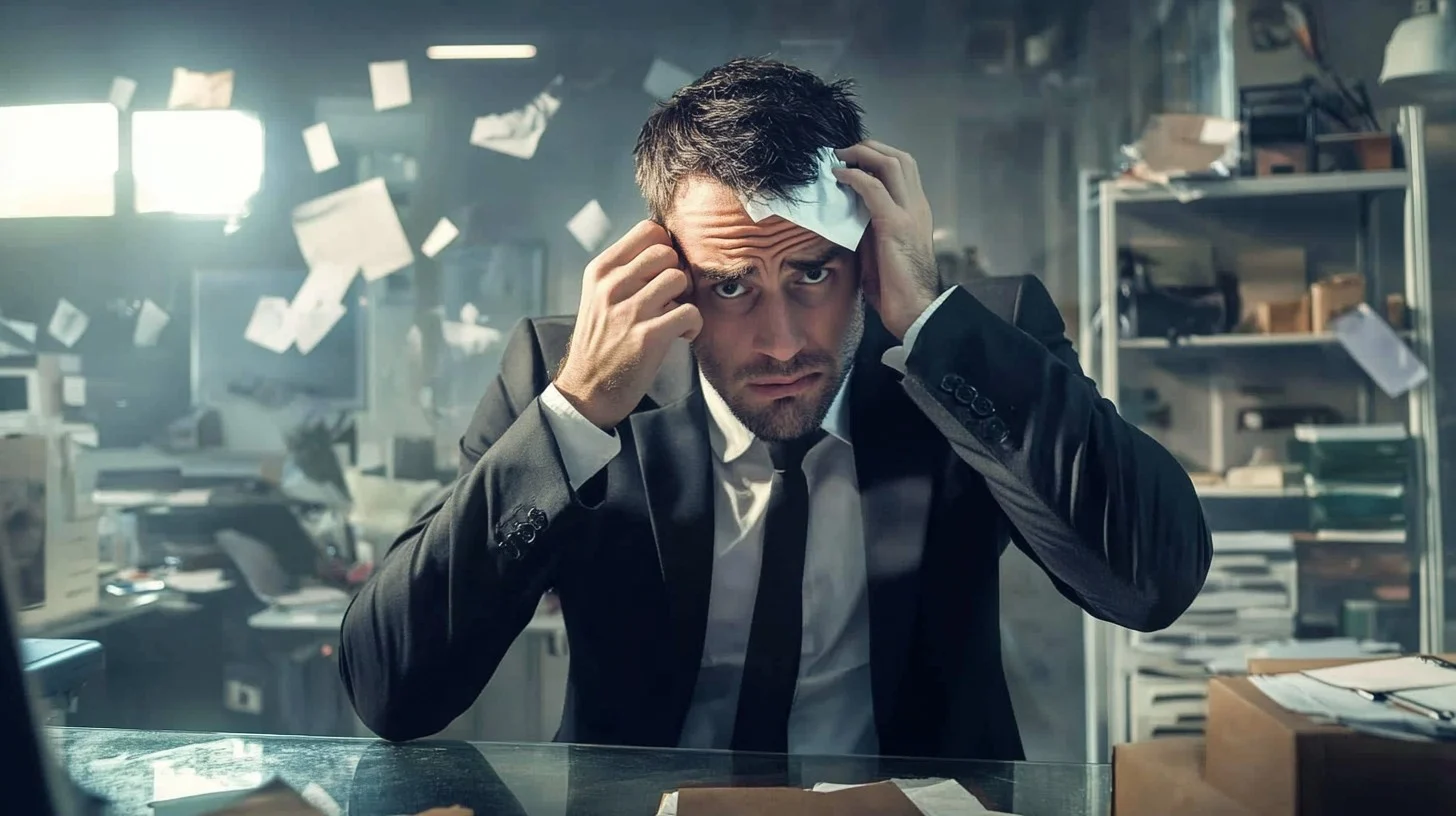 Heso blog image, man overwhelmed at work