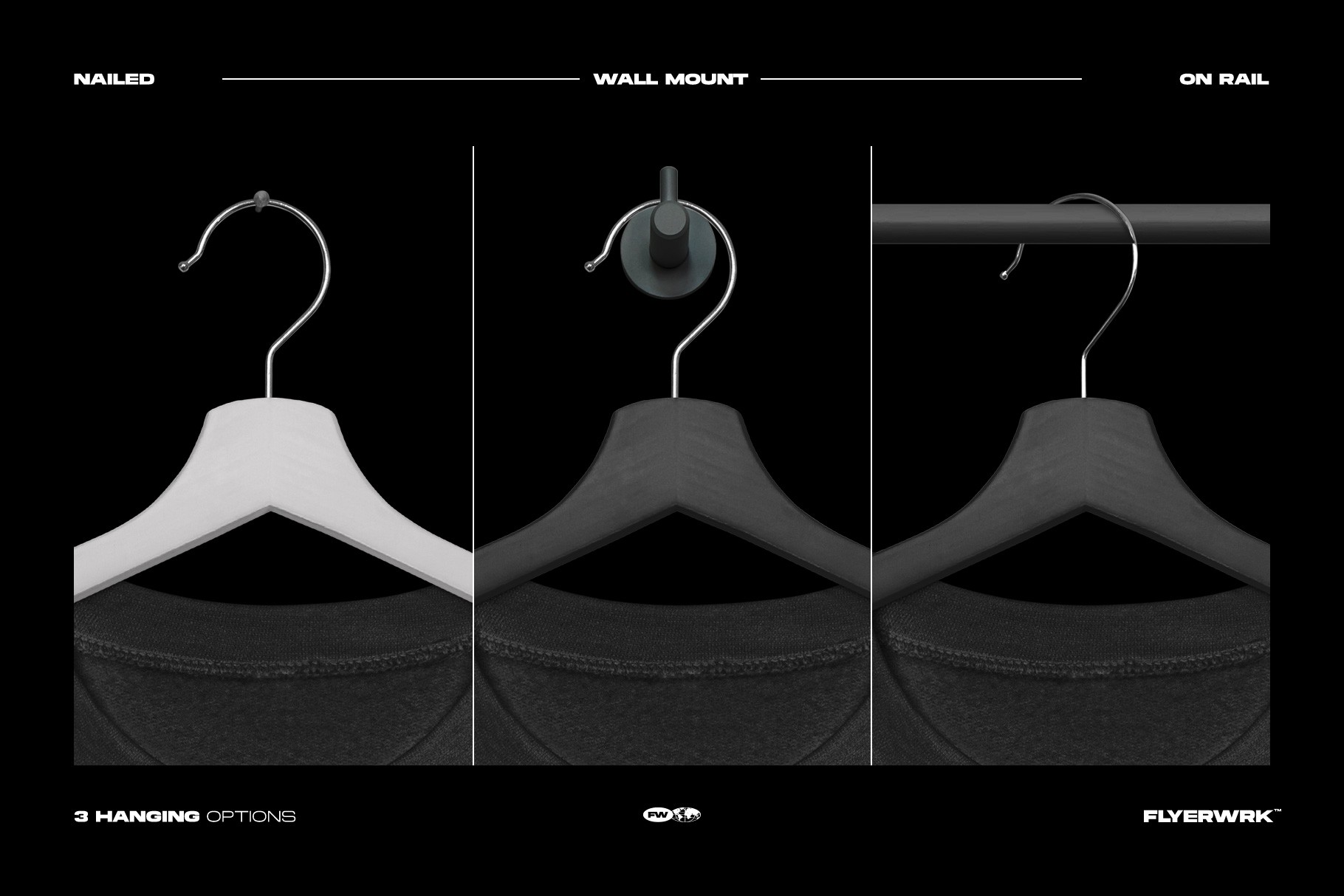 Gildan 18000 Crewneck Hanging mockup with different hanger display options