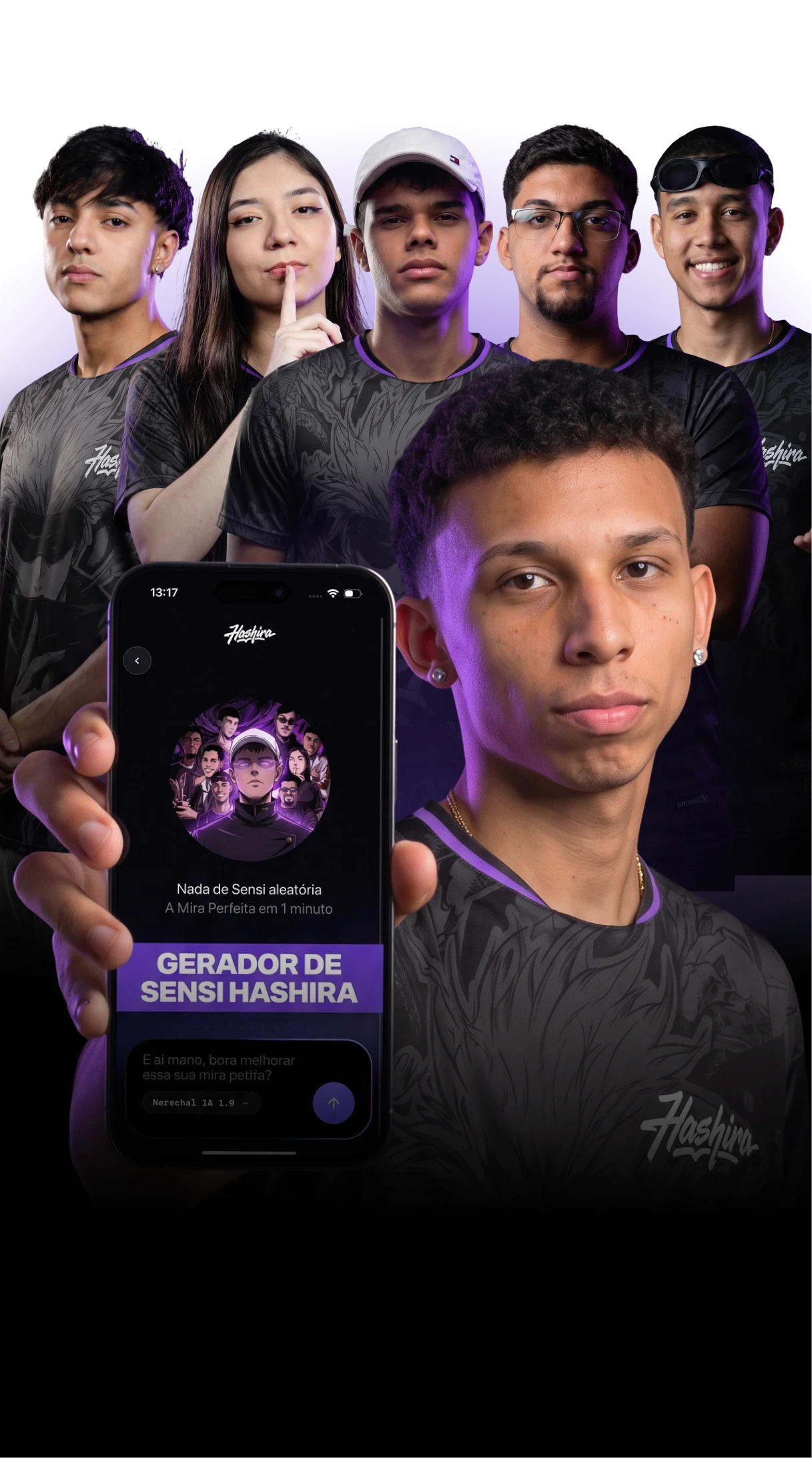 Tela com influenciadores da Hashira.
