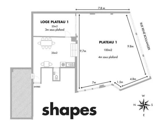 Plan détaillé du Studio Shapes