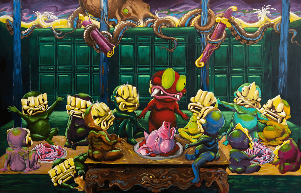 premium art poster and canvas prints, with originals available, from QART , of the artwork " Golden Mask "