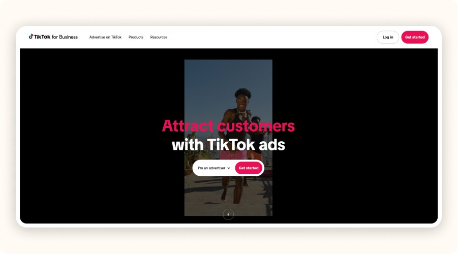 TikTok ads’ homepage