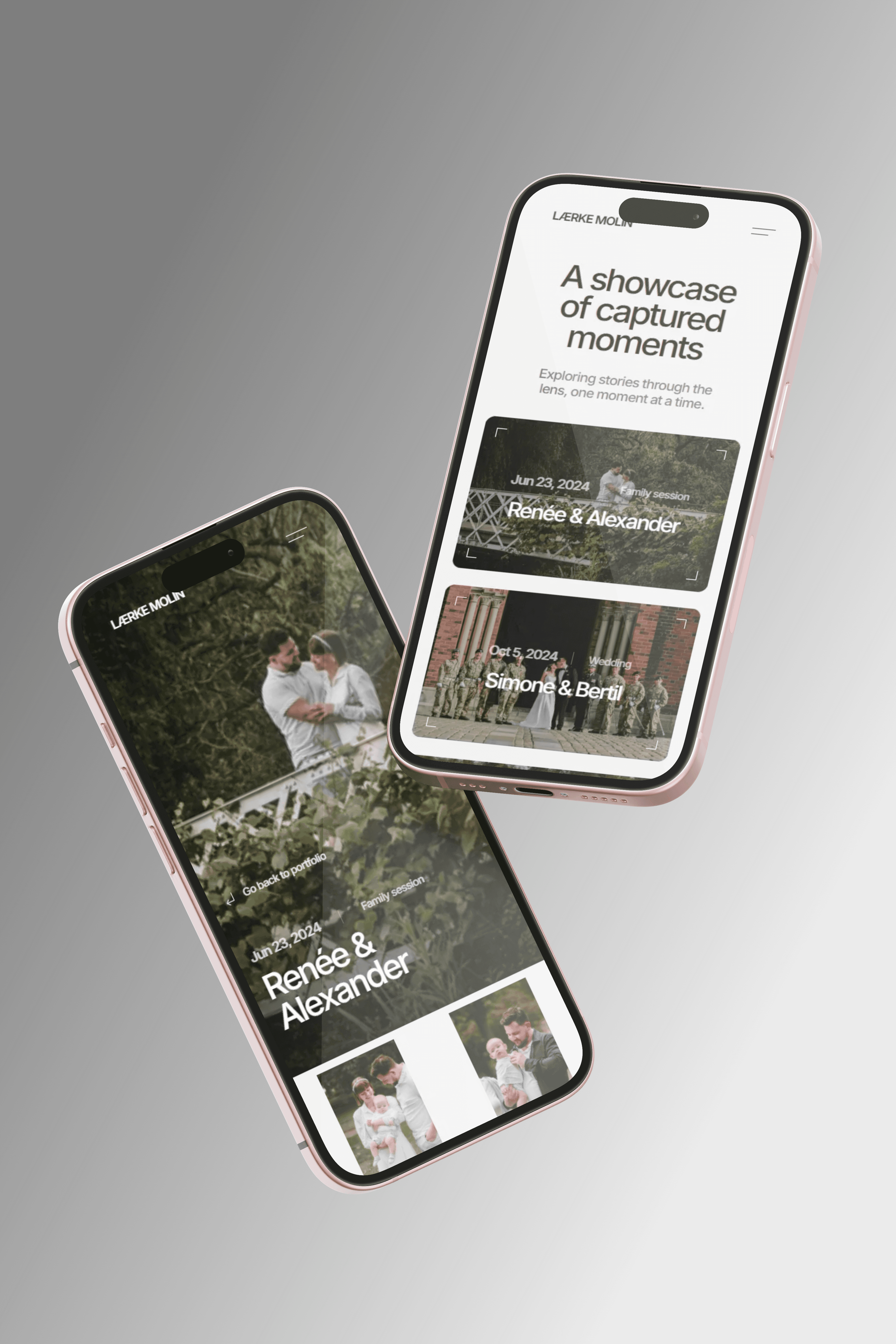 Two iPhones Mockup displays website made by Seoma