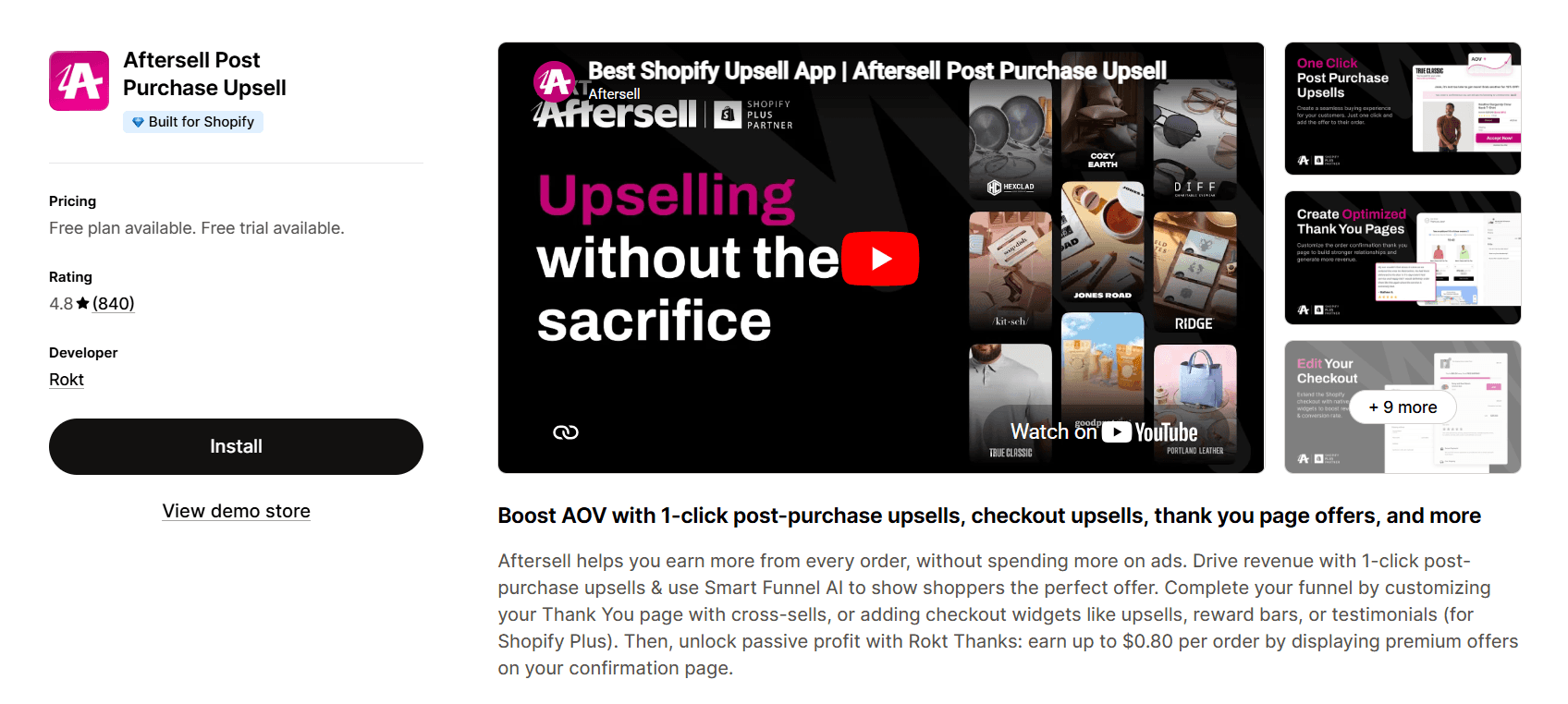 Aftersell Post Purchase Upsell on the Shopify App Store
