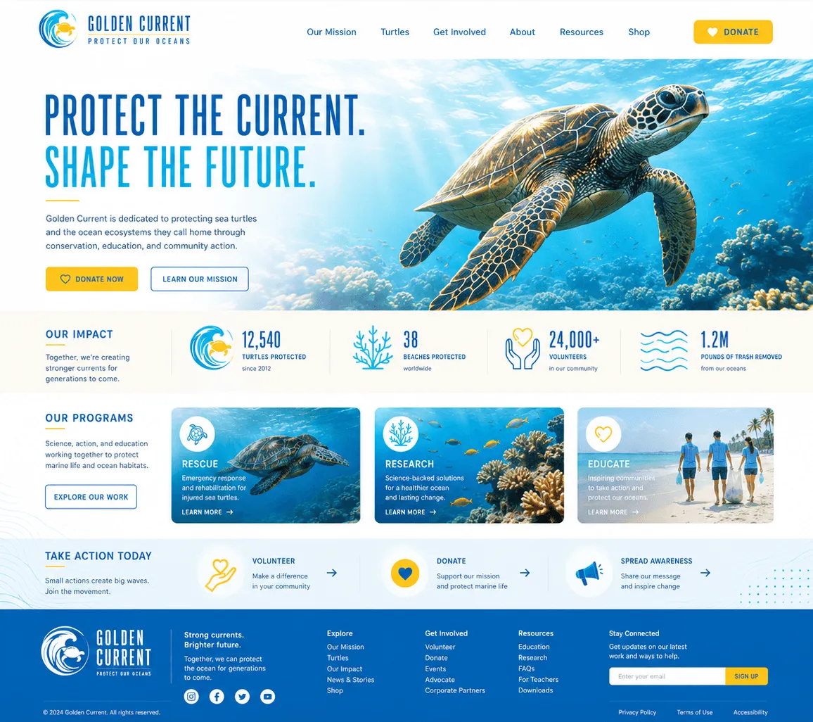 Golden Current Home Page Preview