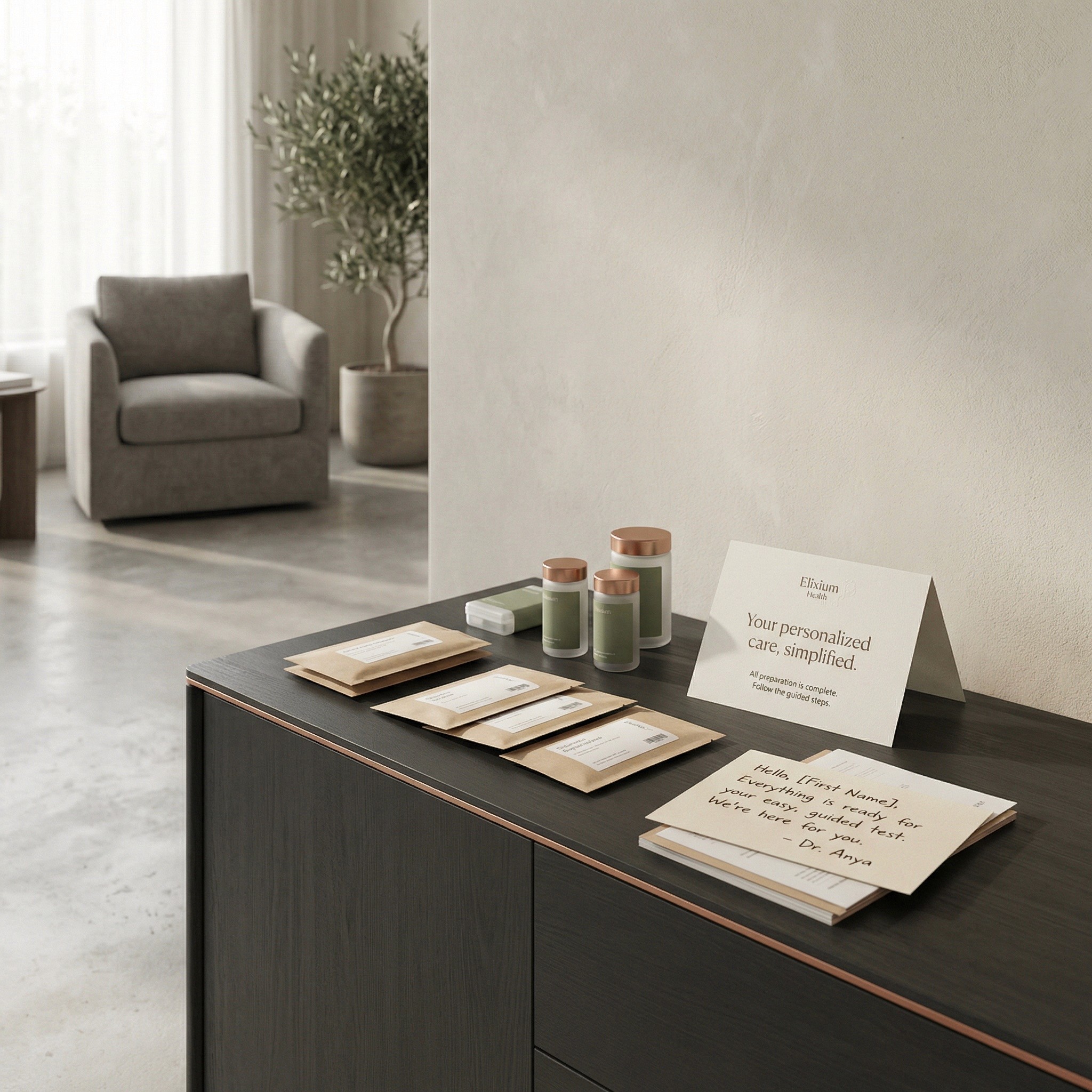 test packages on a table