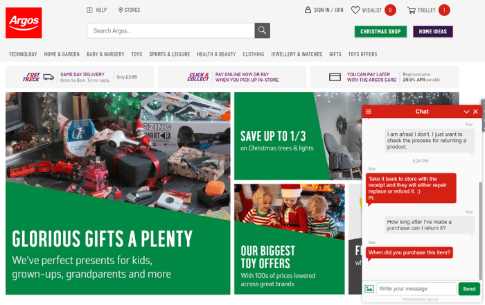 Argos website homepage