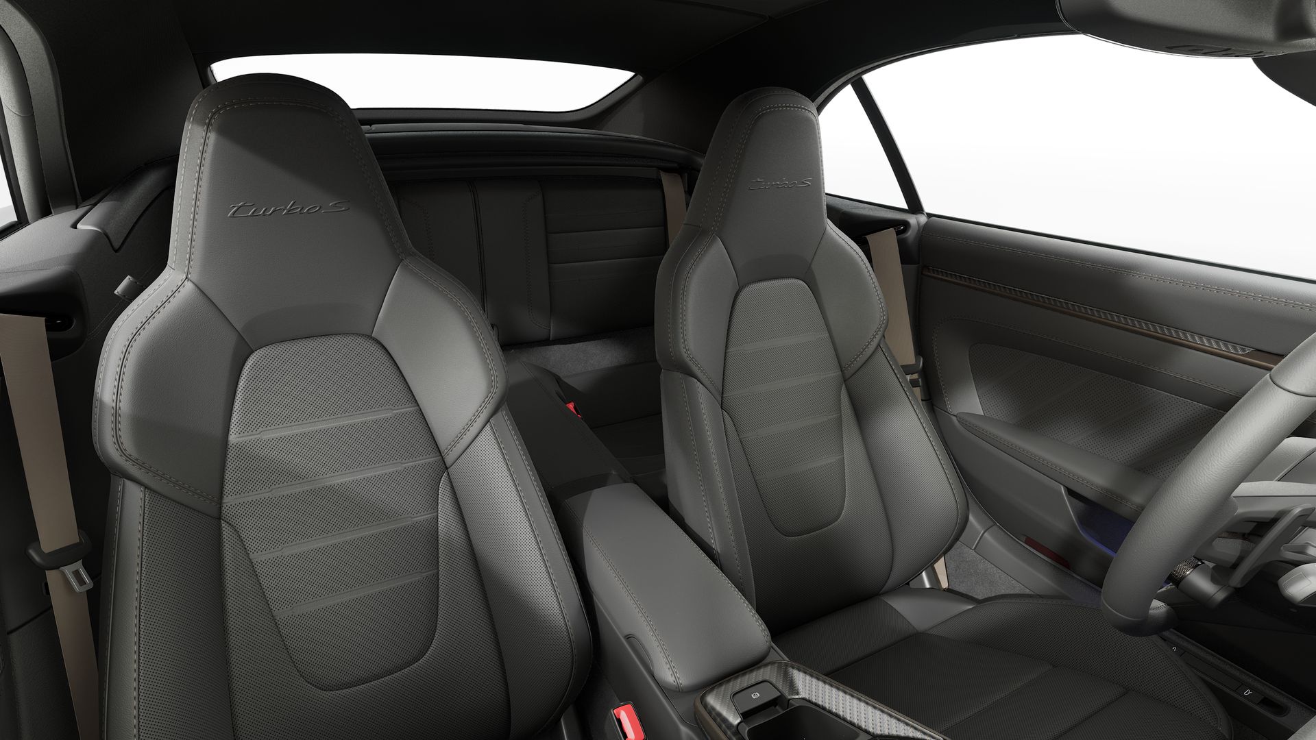 Sièges avant d’une Porsche 911 Turbo S en vue intérieure