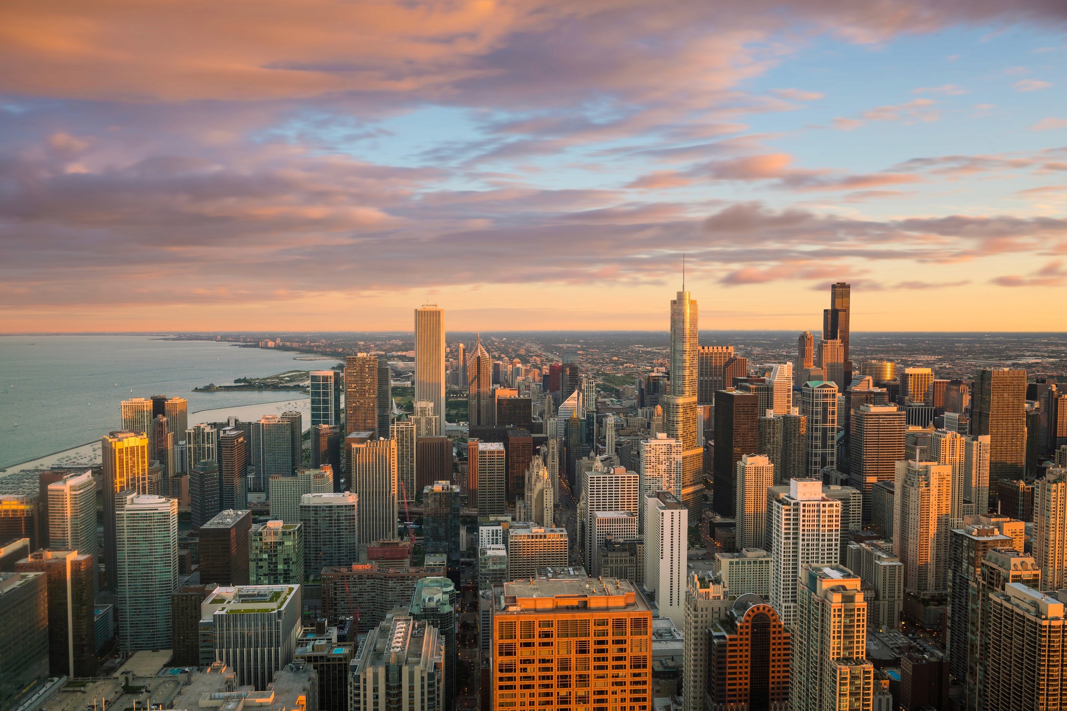 Aerial view of Chicago skyline