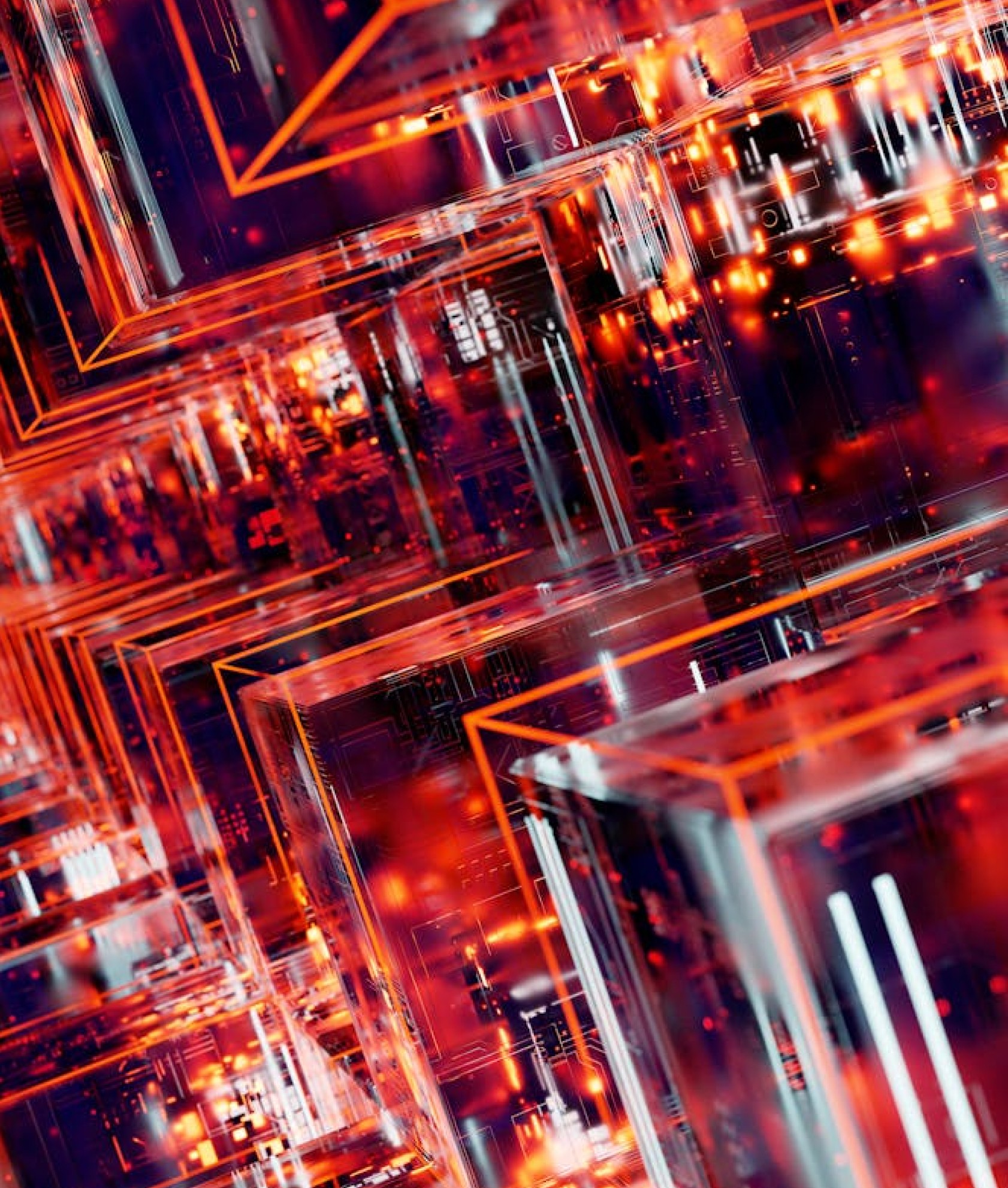 Two engineers in hard hats reviewing data on a laptop near solar panels.