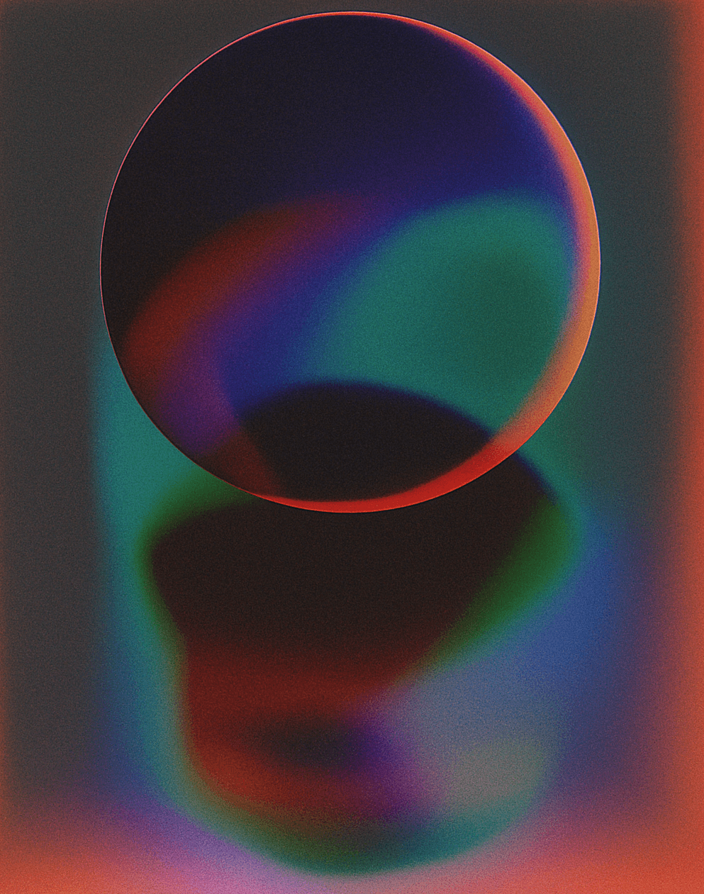 Artistic portrait with red and blue lighting creating a dramatic effect