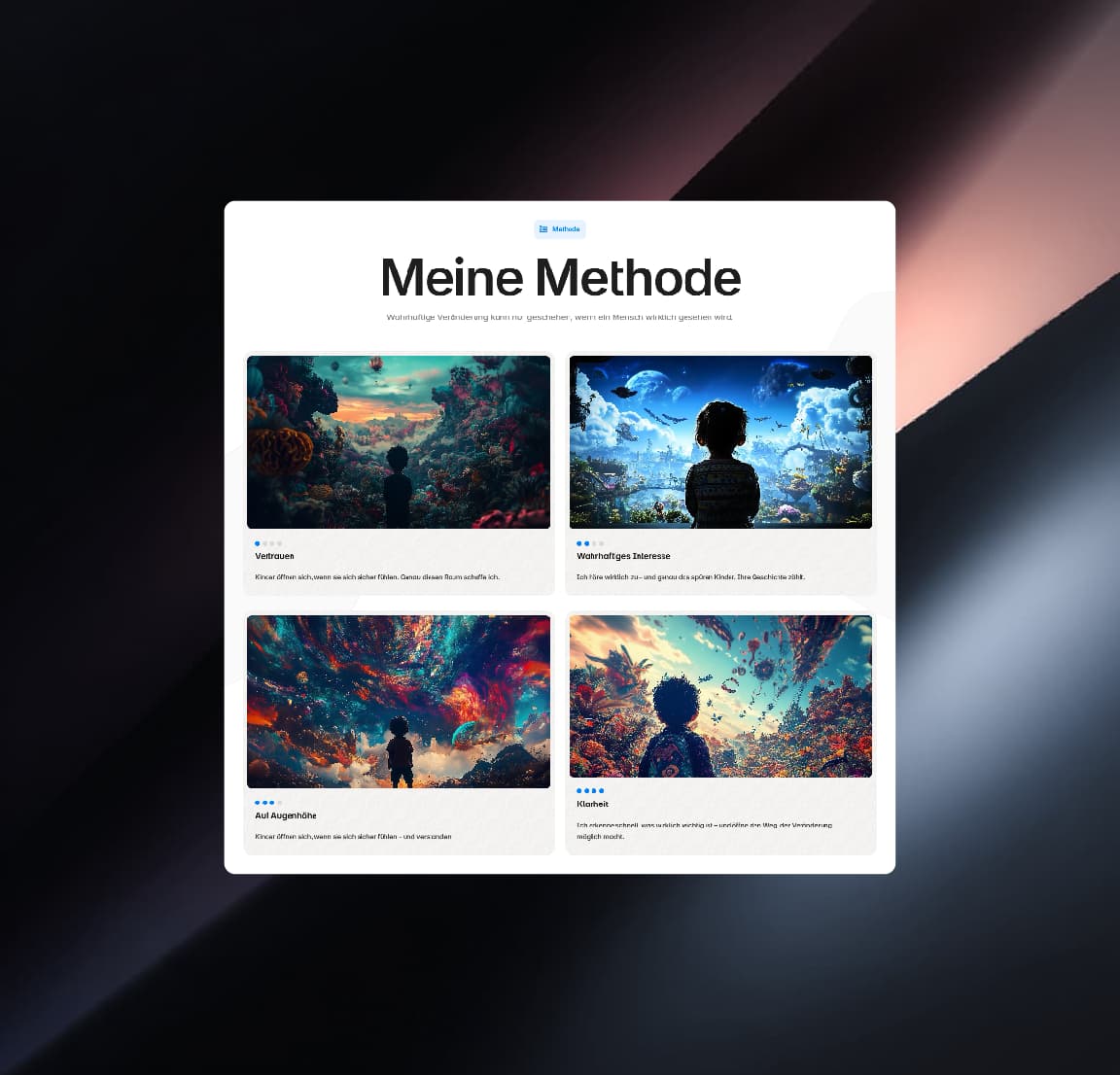 Dark Framer landing page promoting fast website building with examples.
