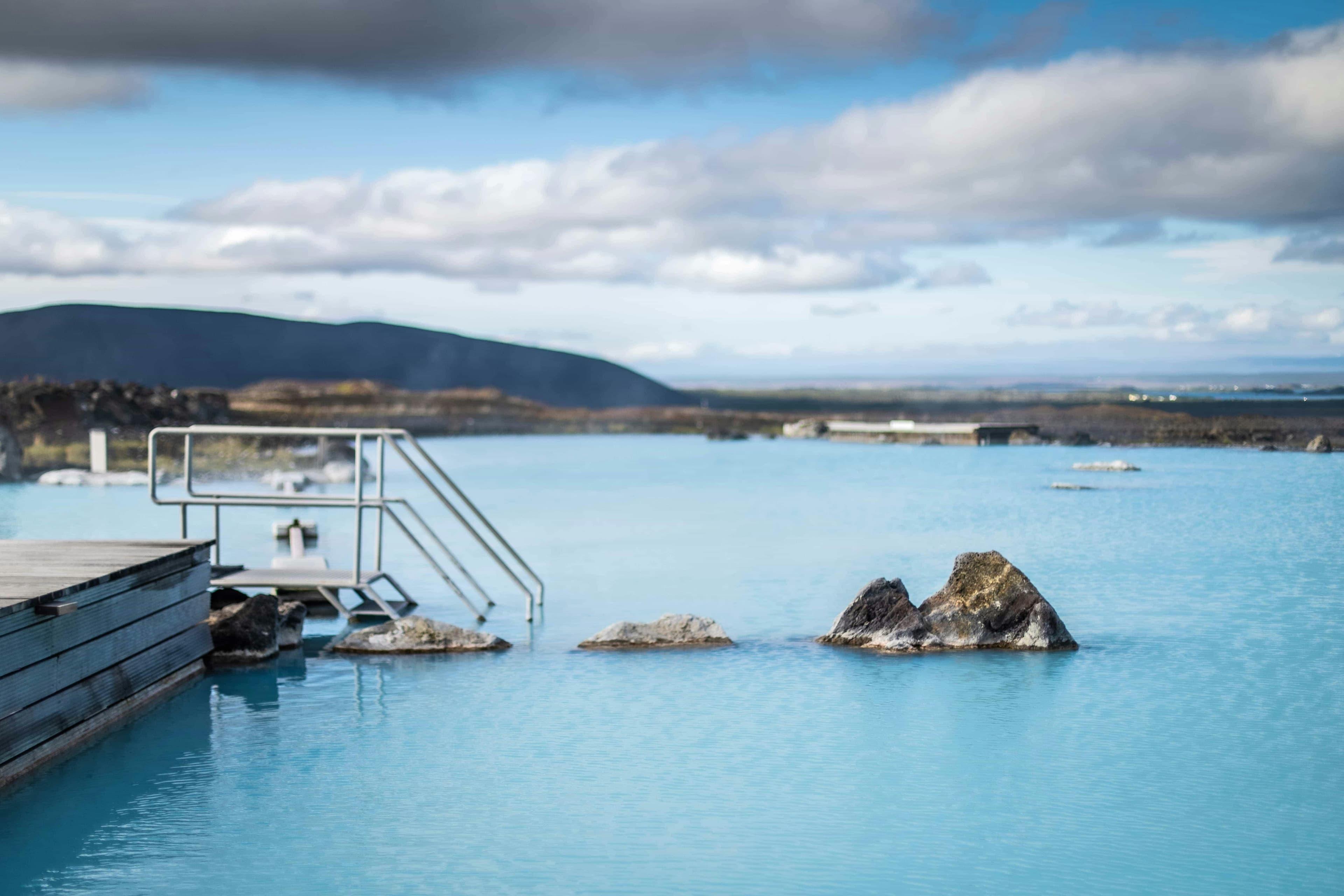 Earth Lagoon Mývatn geothermal baths surrounded by volcanic landscapes in North Iceland