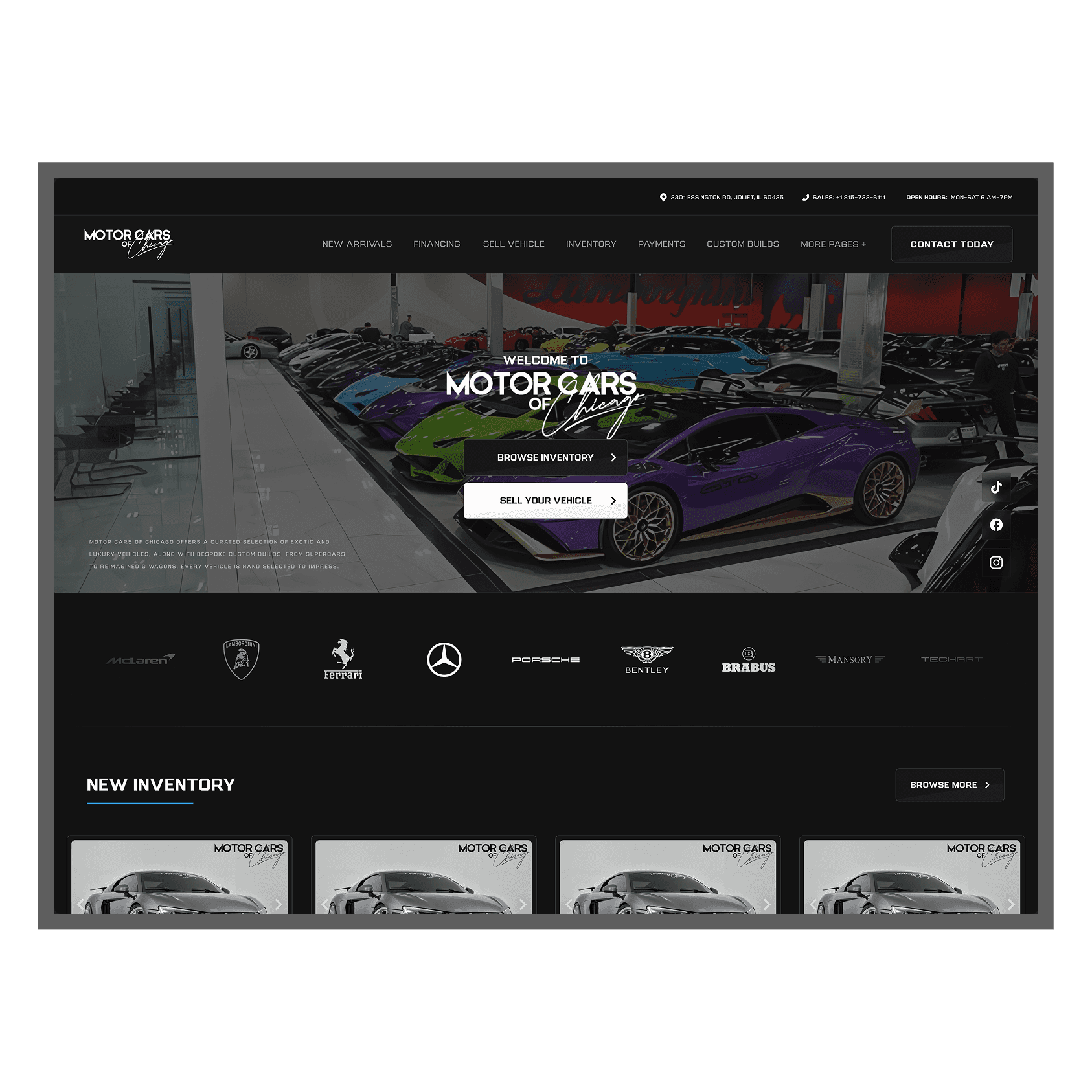 Motor Cars Of Chicago - Custom Dealership Website