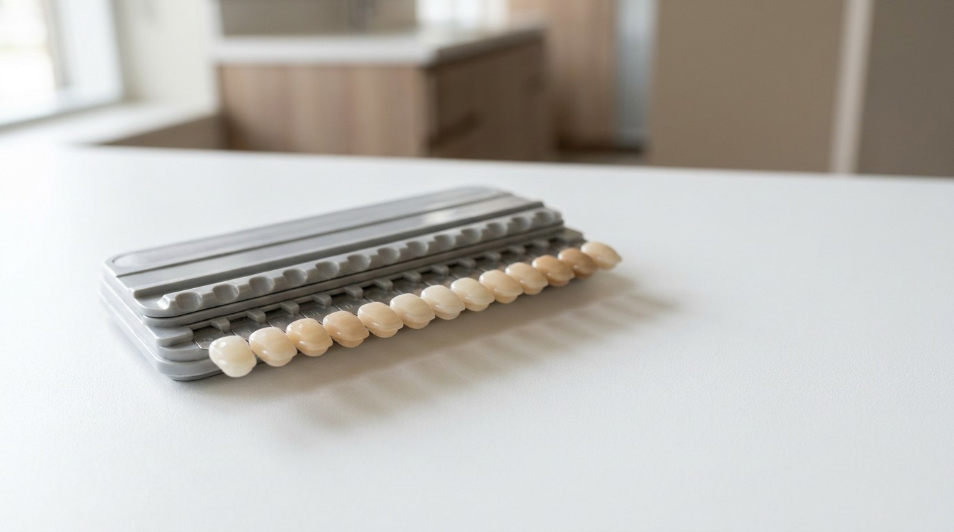 A dental shade guide used to match tooth colour