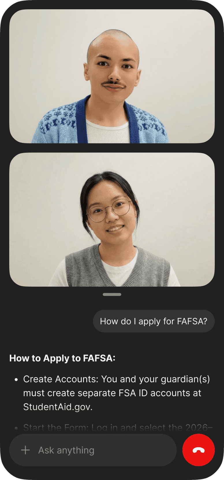 AI chat page with mini-apps