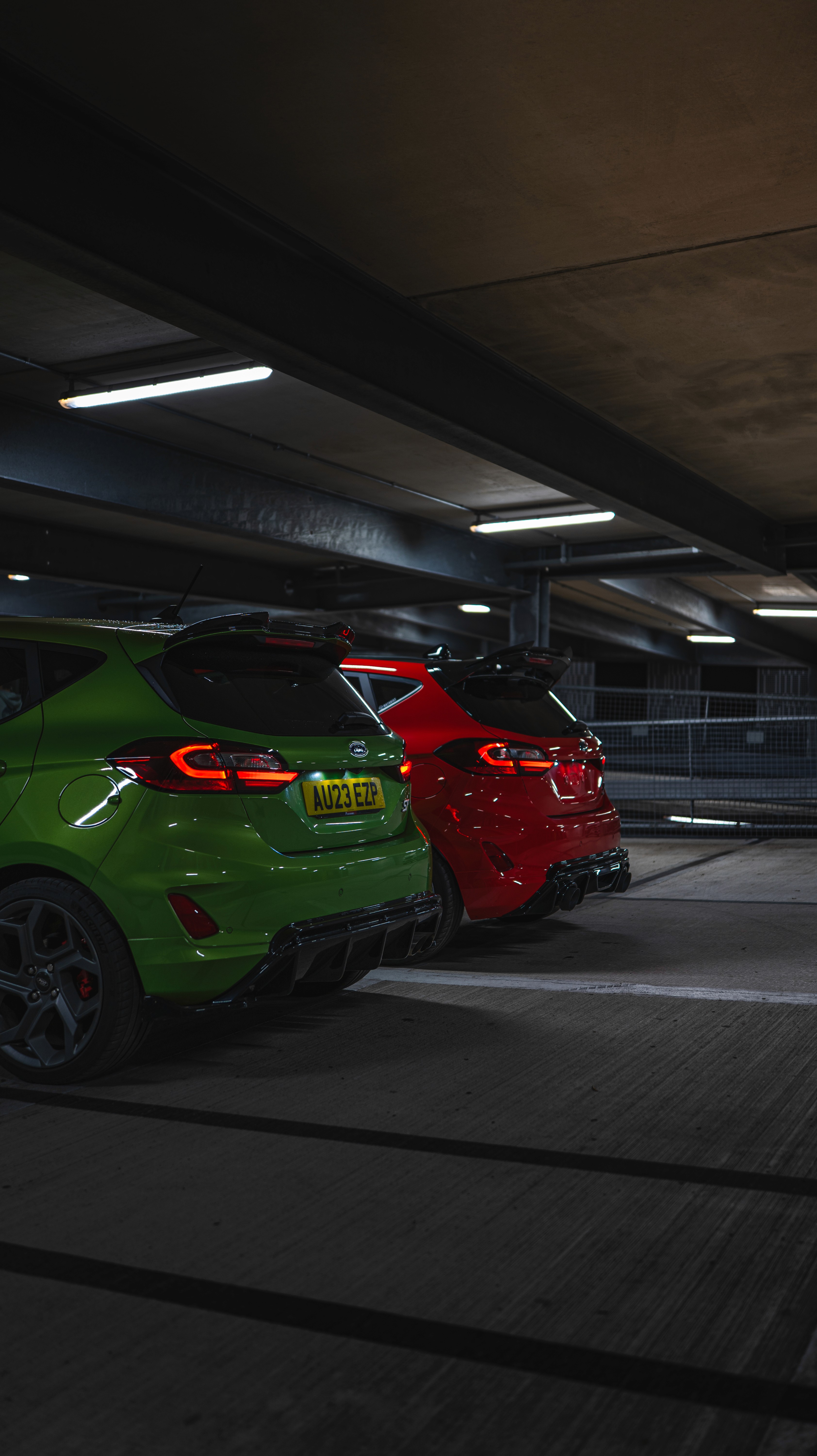 Two fiesta st's car shoot at night