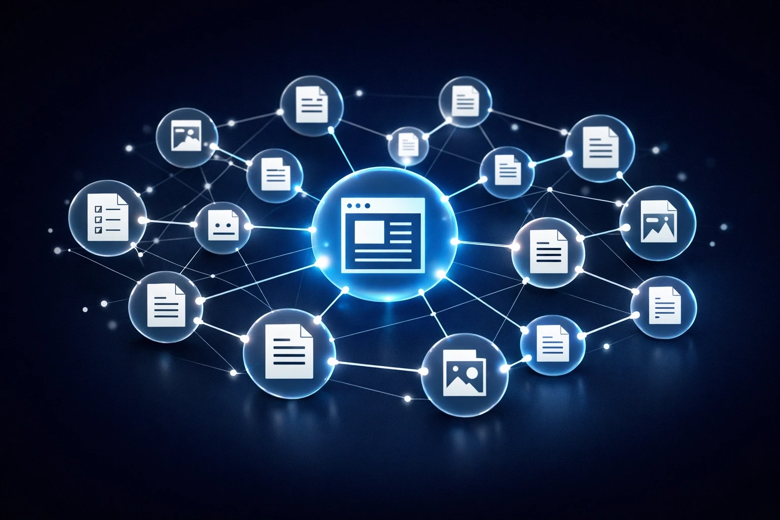 Content cluster strategy diagram for commercial law firm SEO