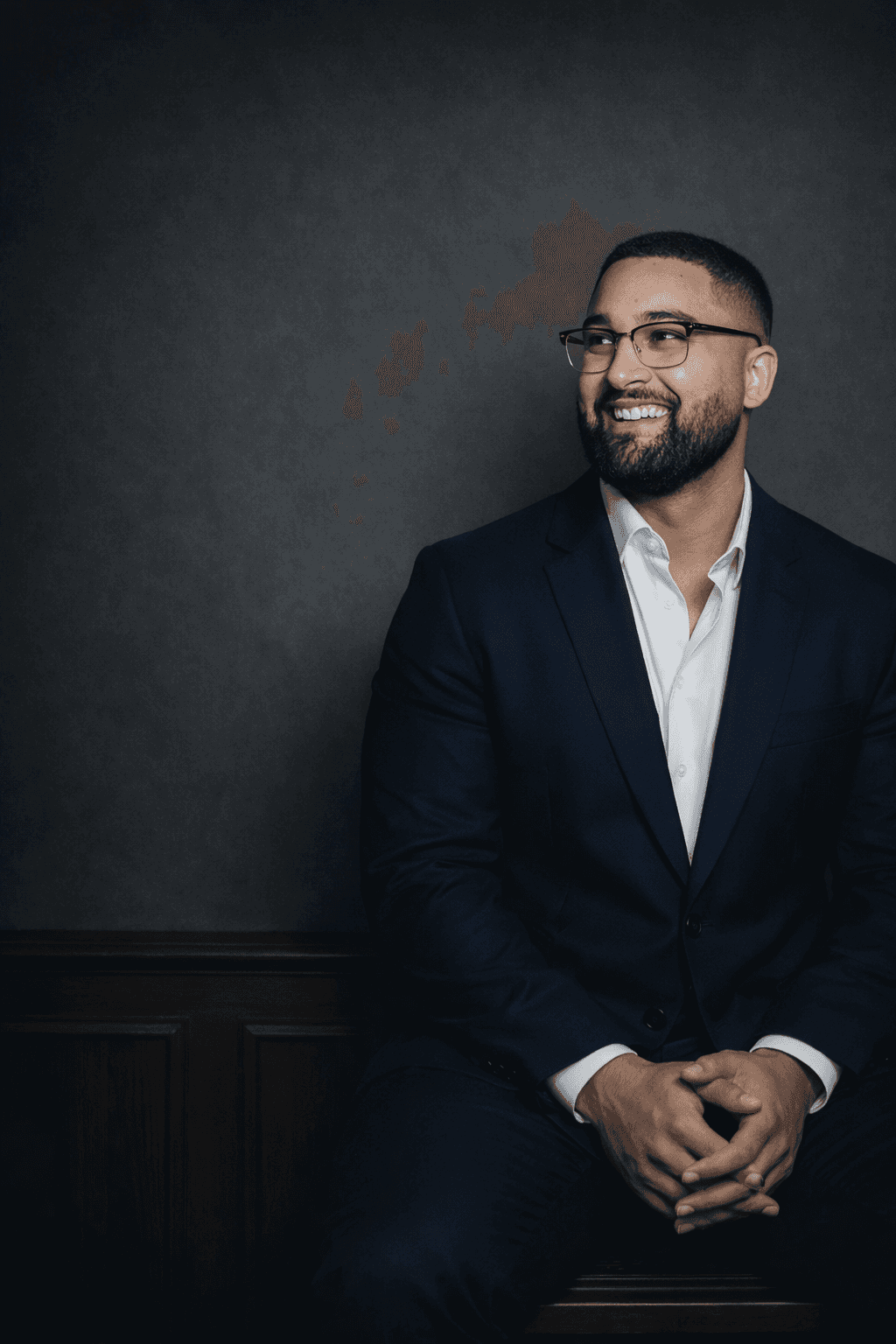 Professional woman smiling in a suit