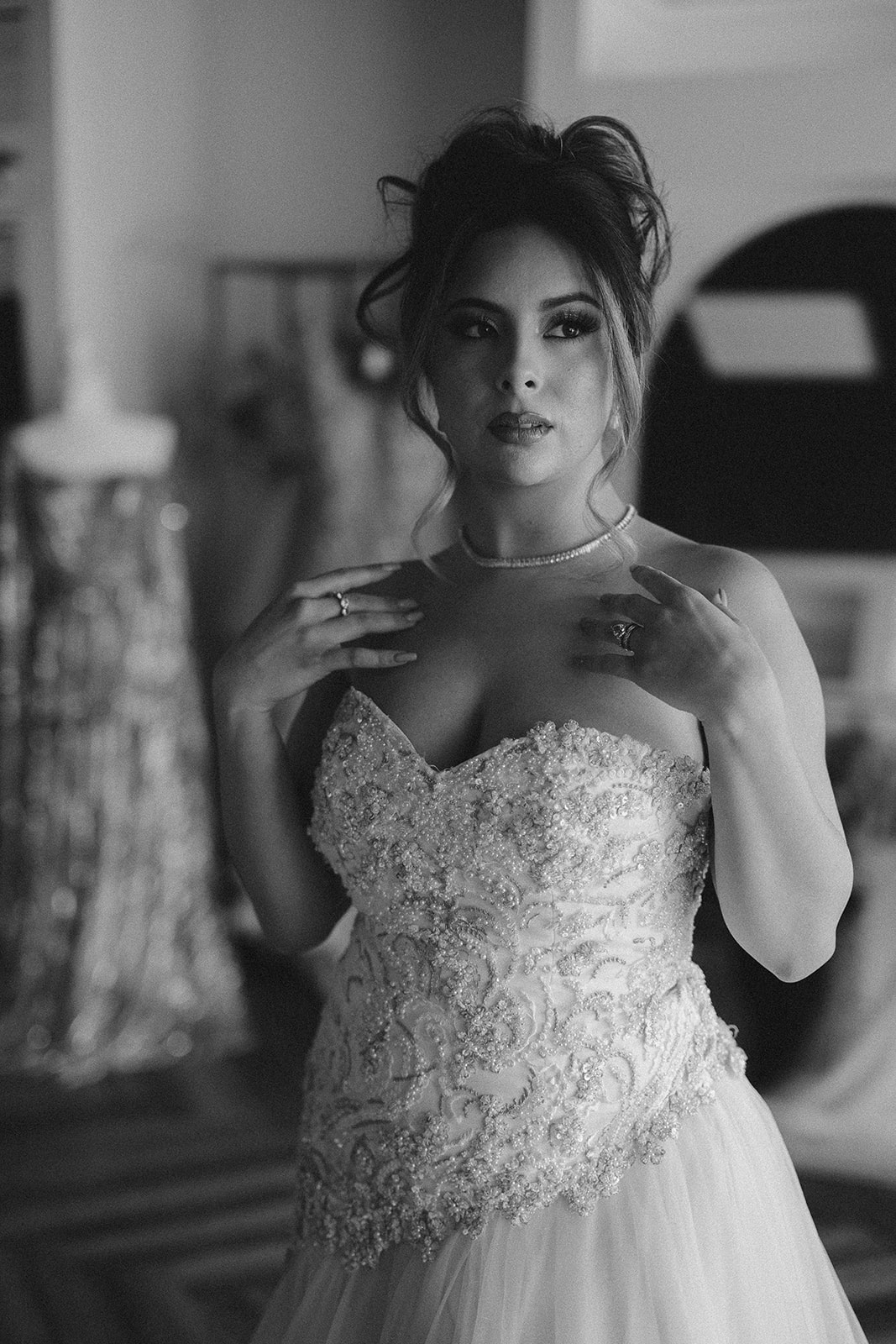 black and white bridal shoot