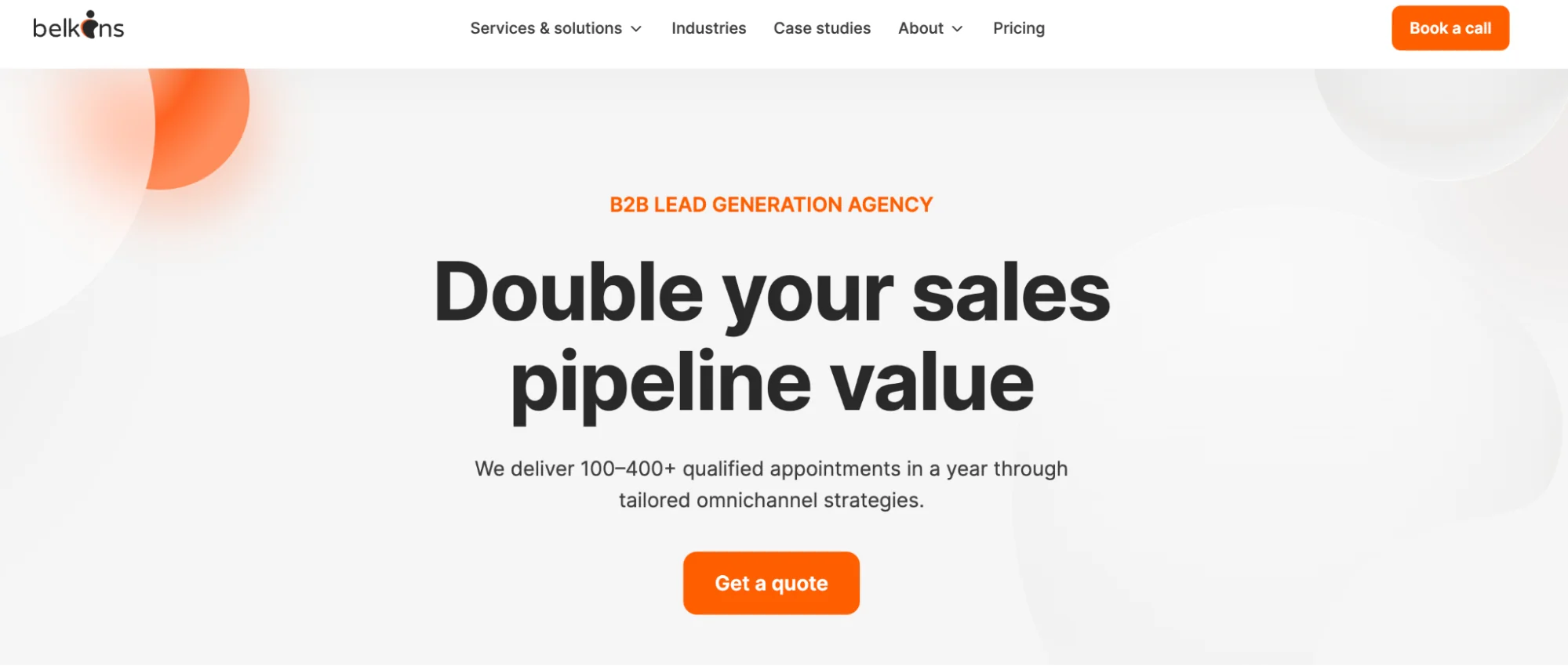 Belkins.io homepage: B2B appointment setting and lead generation agency