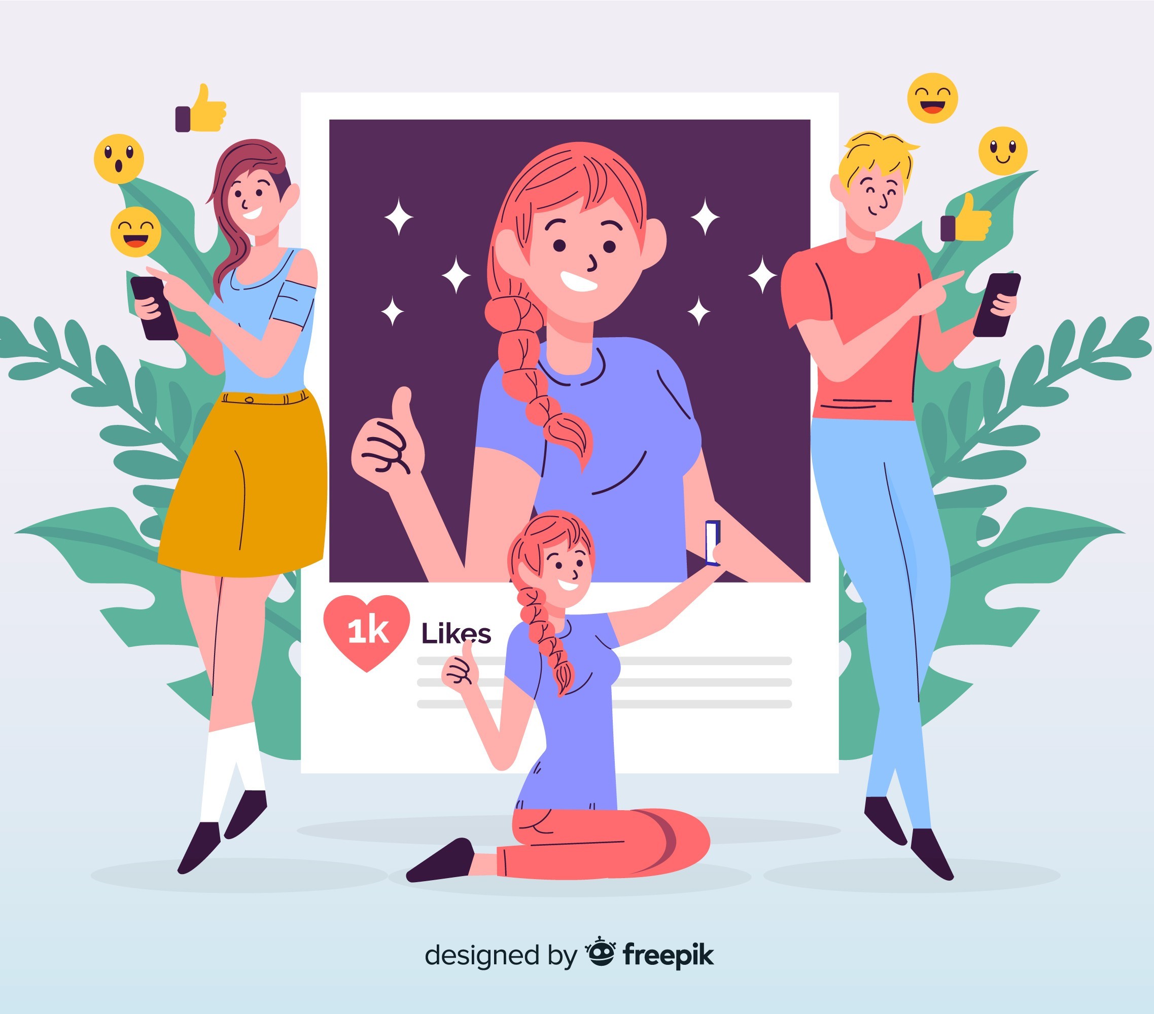 A single white daisy with a yellow center is positioned against a blue background. Behind it, bold text reads "BLOSSOM" with words "New Beginnings," "Simplicity," and "Purity" below. The design conveys freshness and hope.