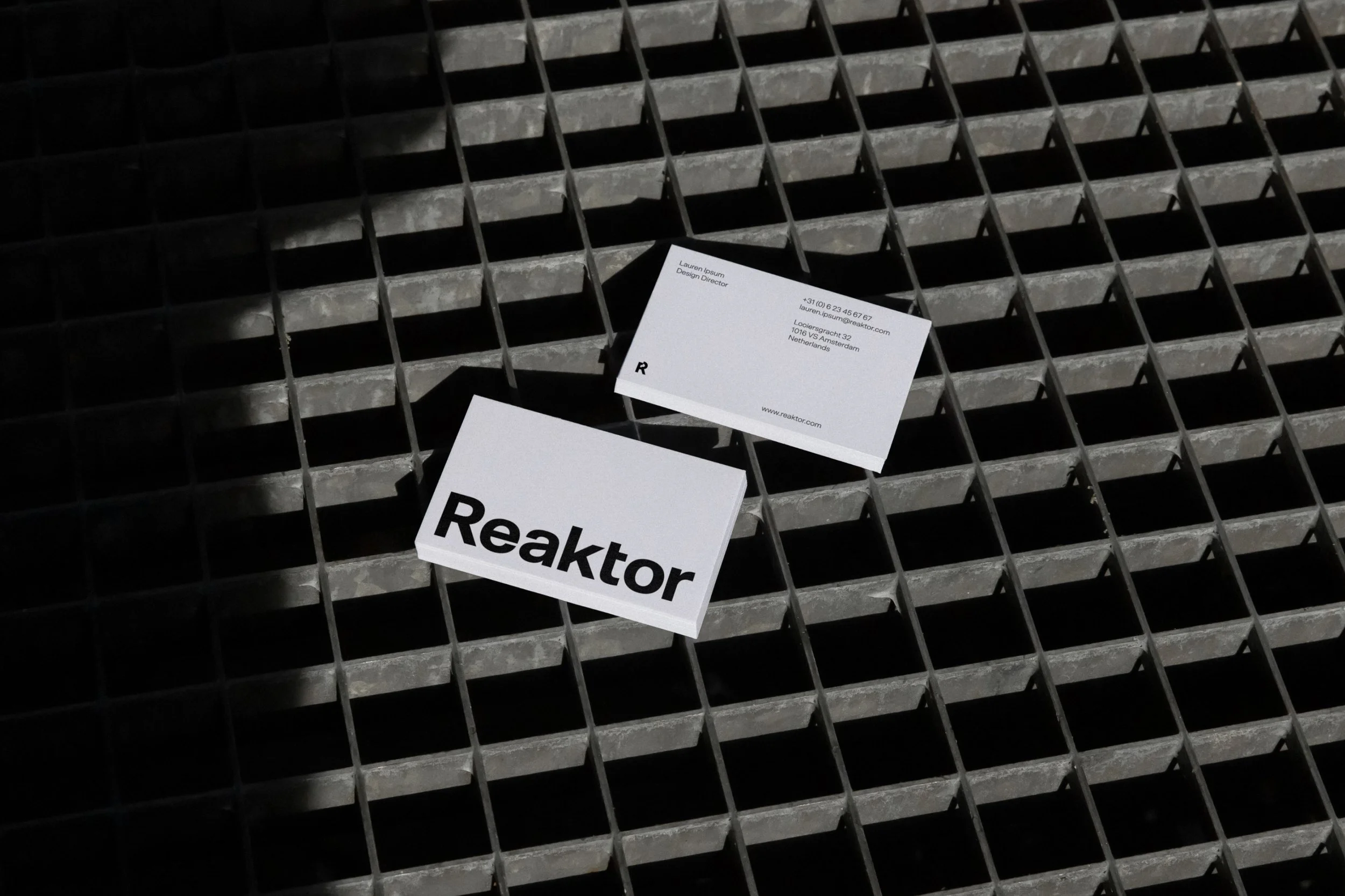 Business card designs for Reaktor, a global technology consultancy.