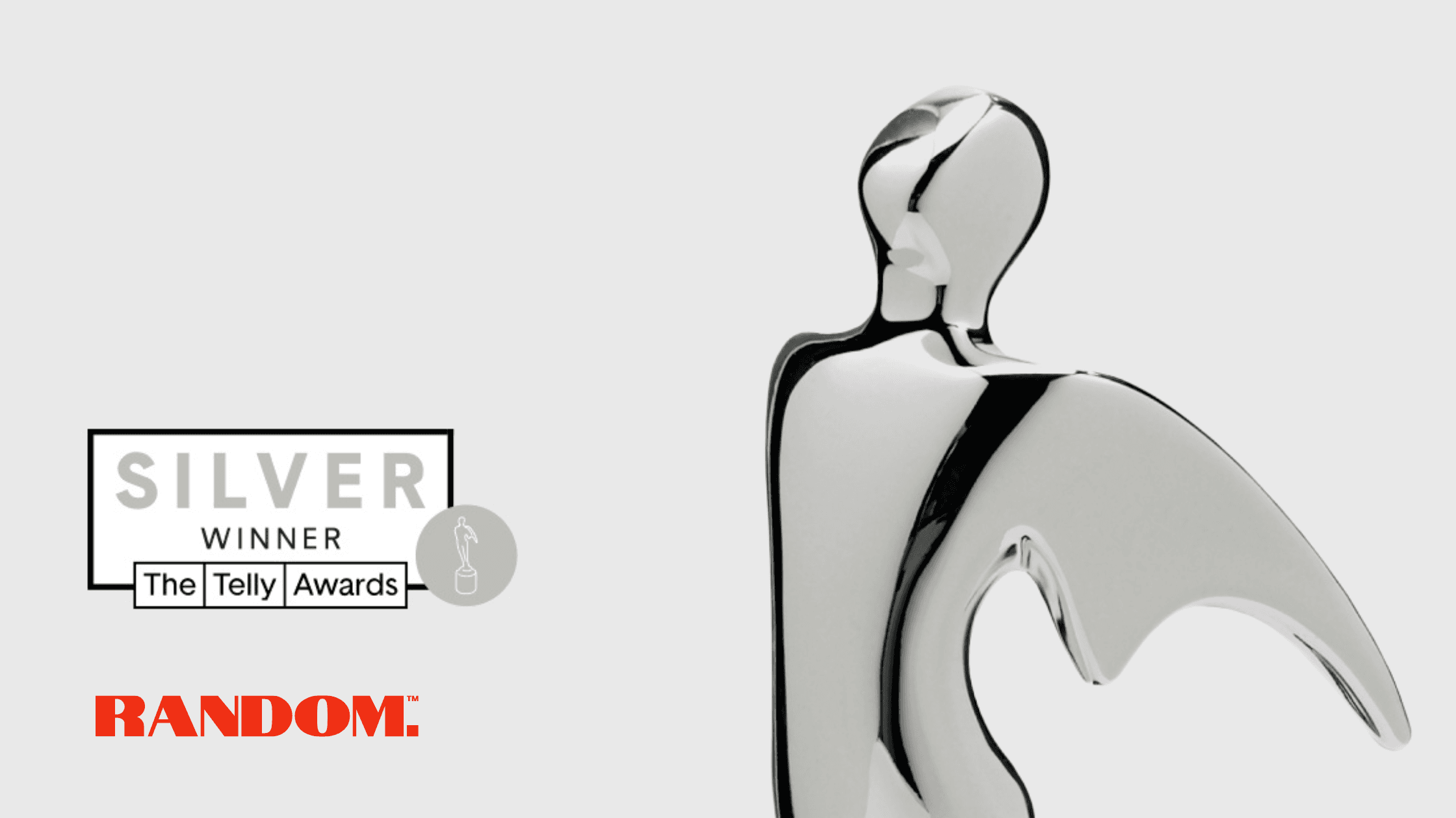 Silver Telly Award statuette with the Silver Winner badge and RANDOM logo