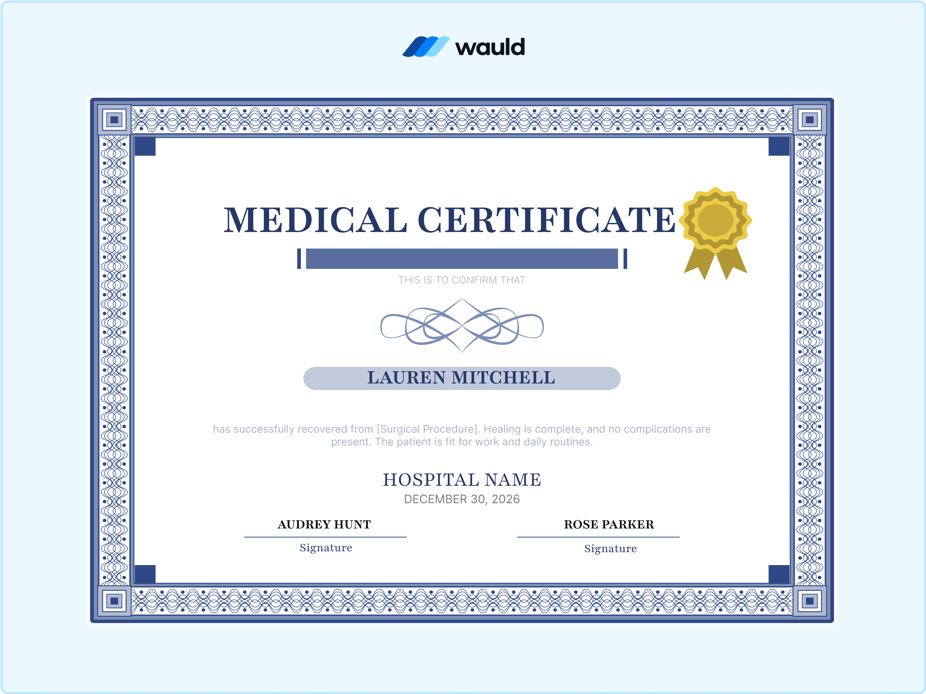 Wauld - A Classic and Premium Certificate Template 