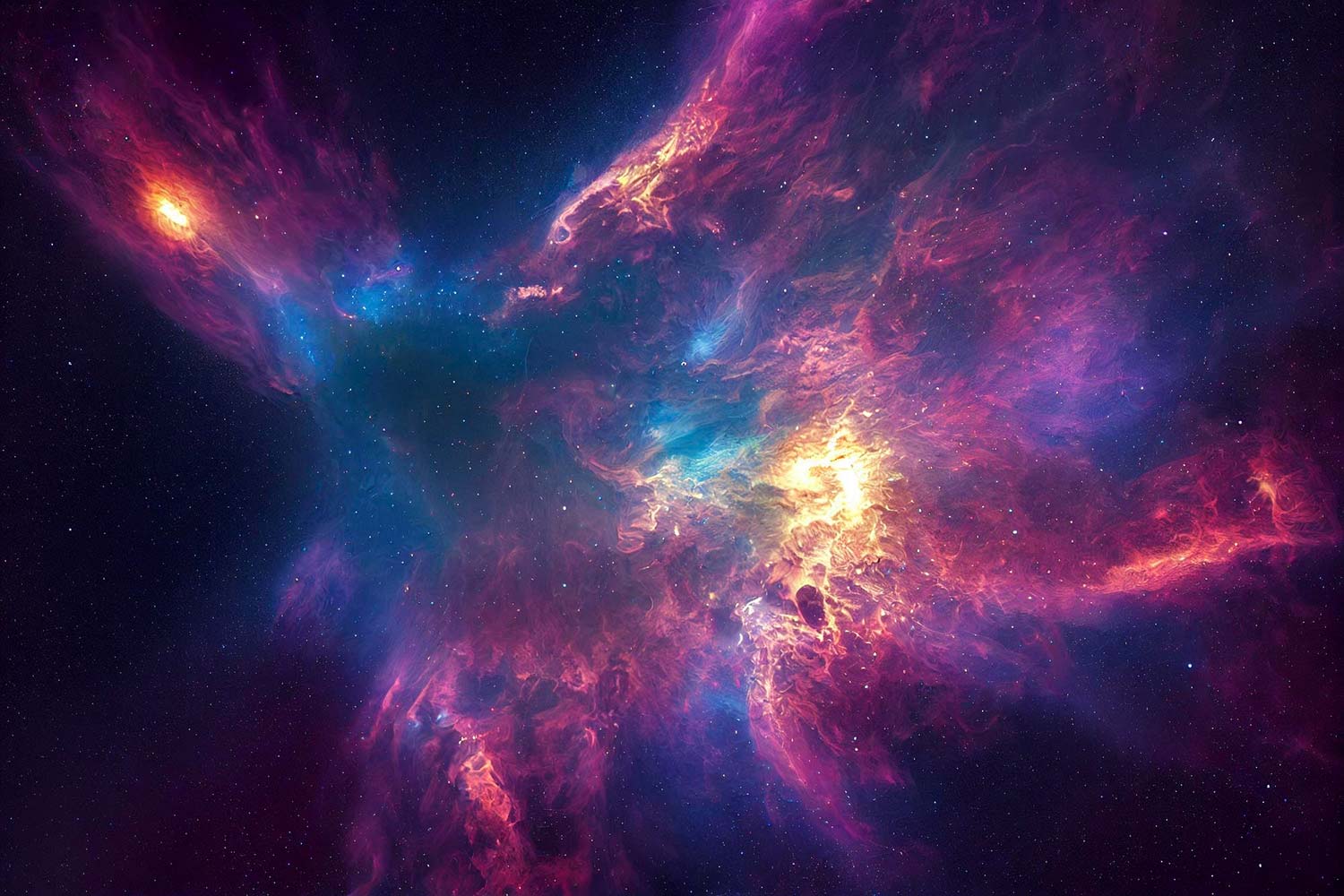 Abstract background with purple and pink nebula.